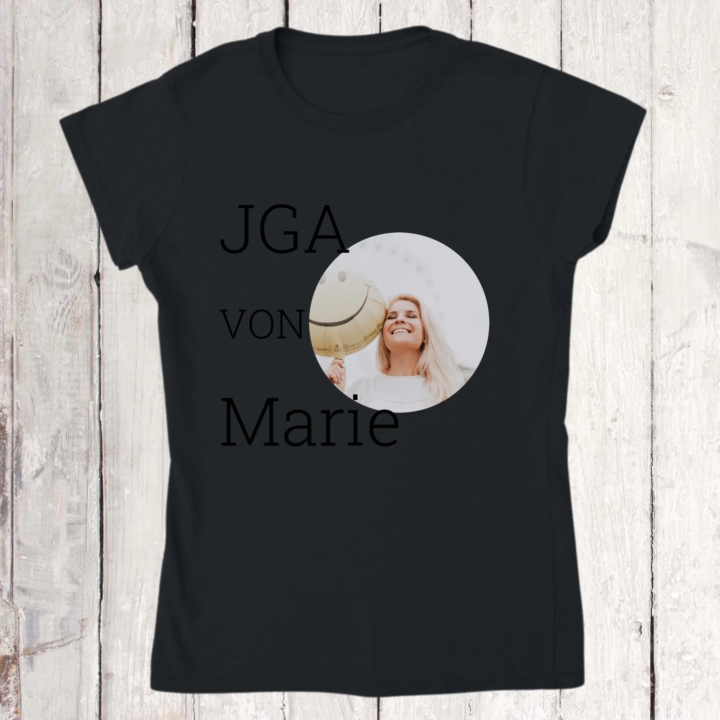 Personalisiertes T-Shirt: JGA, Junggesellinnen mit Foto und Name - individuelles Abschieds T-Shirt | Personalize Palace