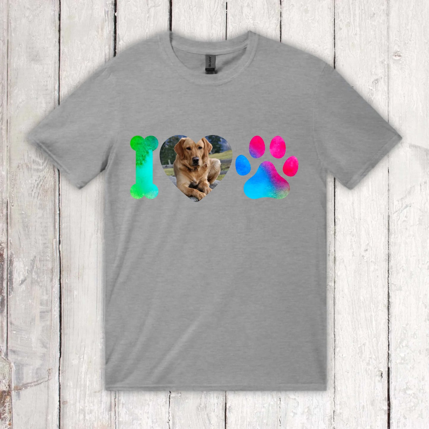 I Love Dogs mit deinem Foto - individuelles T-Shirt | Personalize Palace