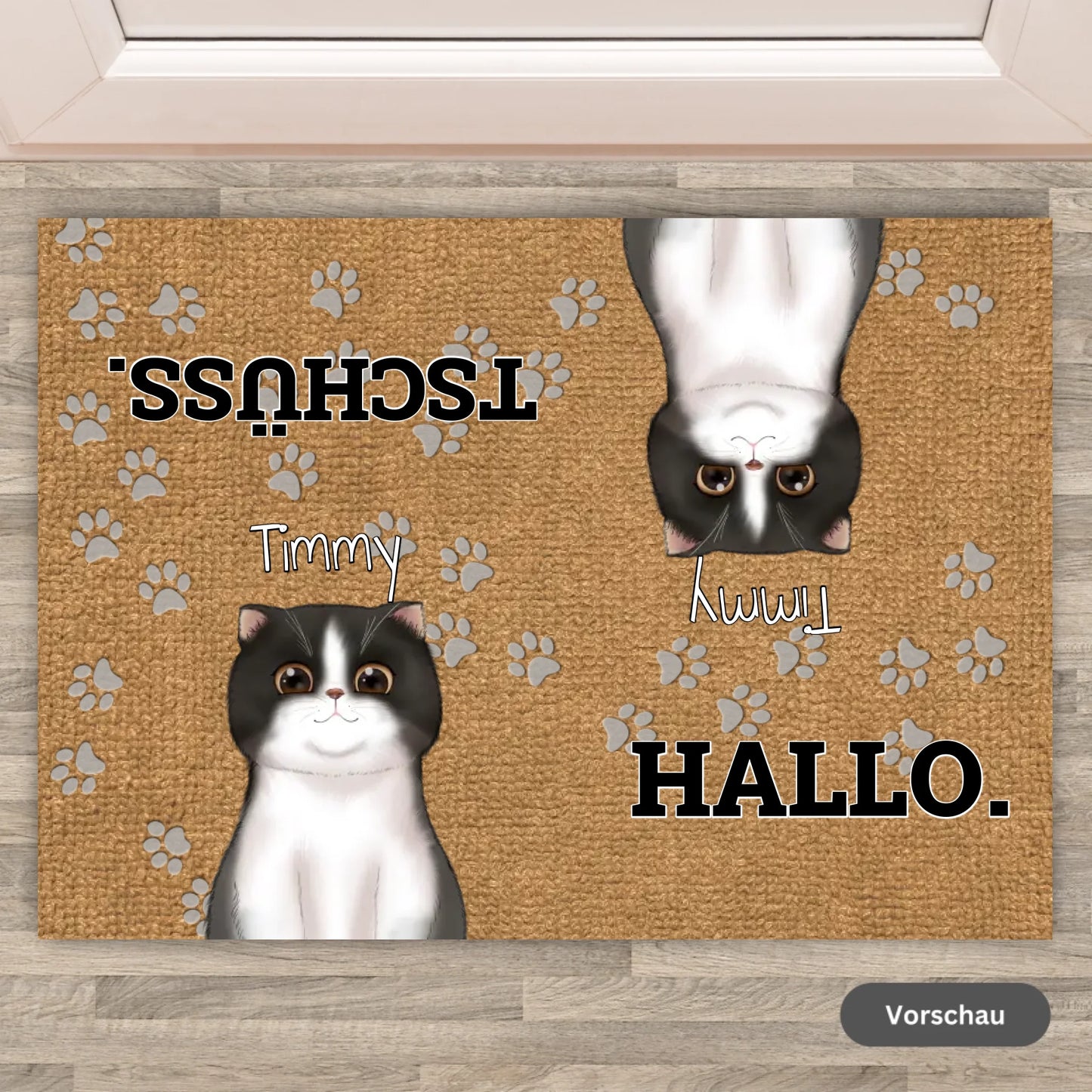 HELLO and GOODBYE! Photo or clip art - Personalized cat doormat