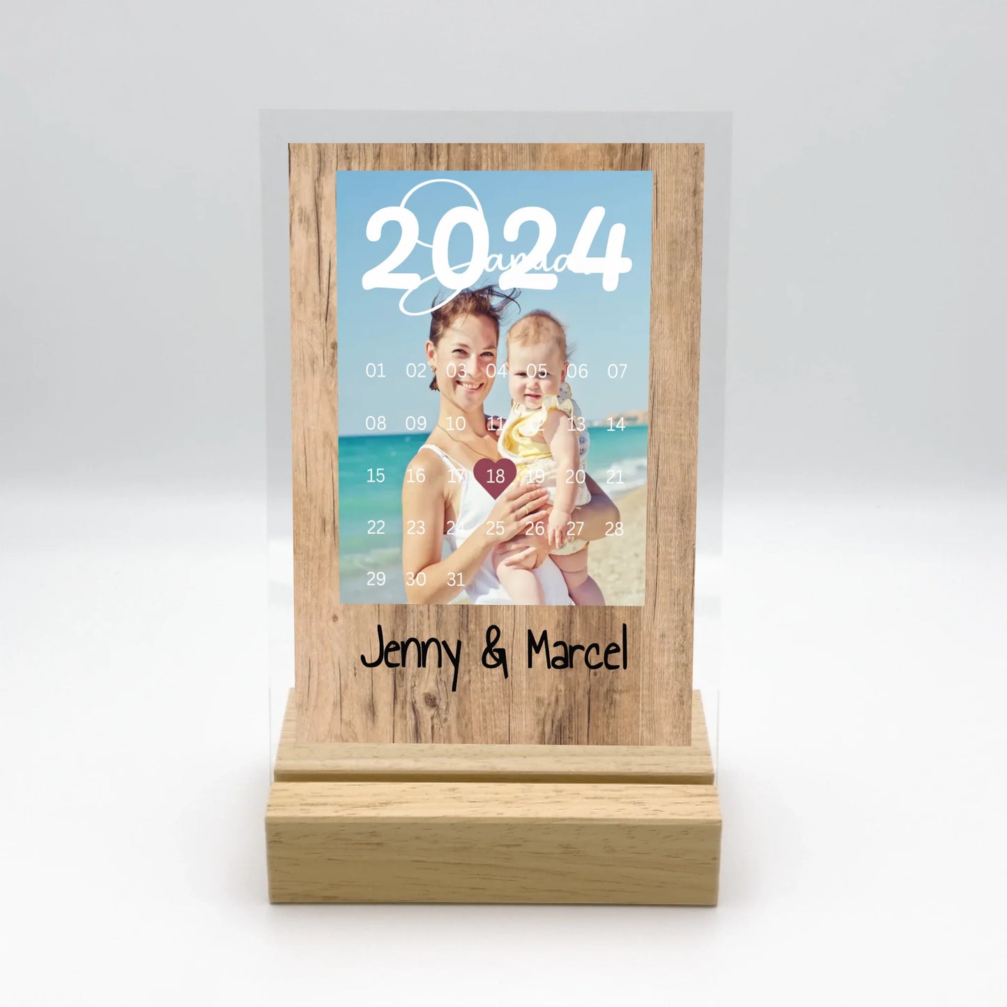 Personalisierte LED Bilder: Muttertag, wann wurdet Ihr geboren? - Individuelles Acryl Glas mit LED Ständer | Personalize Palace