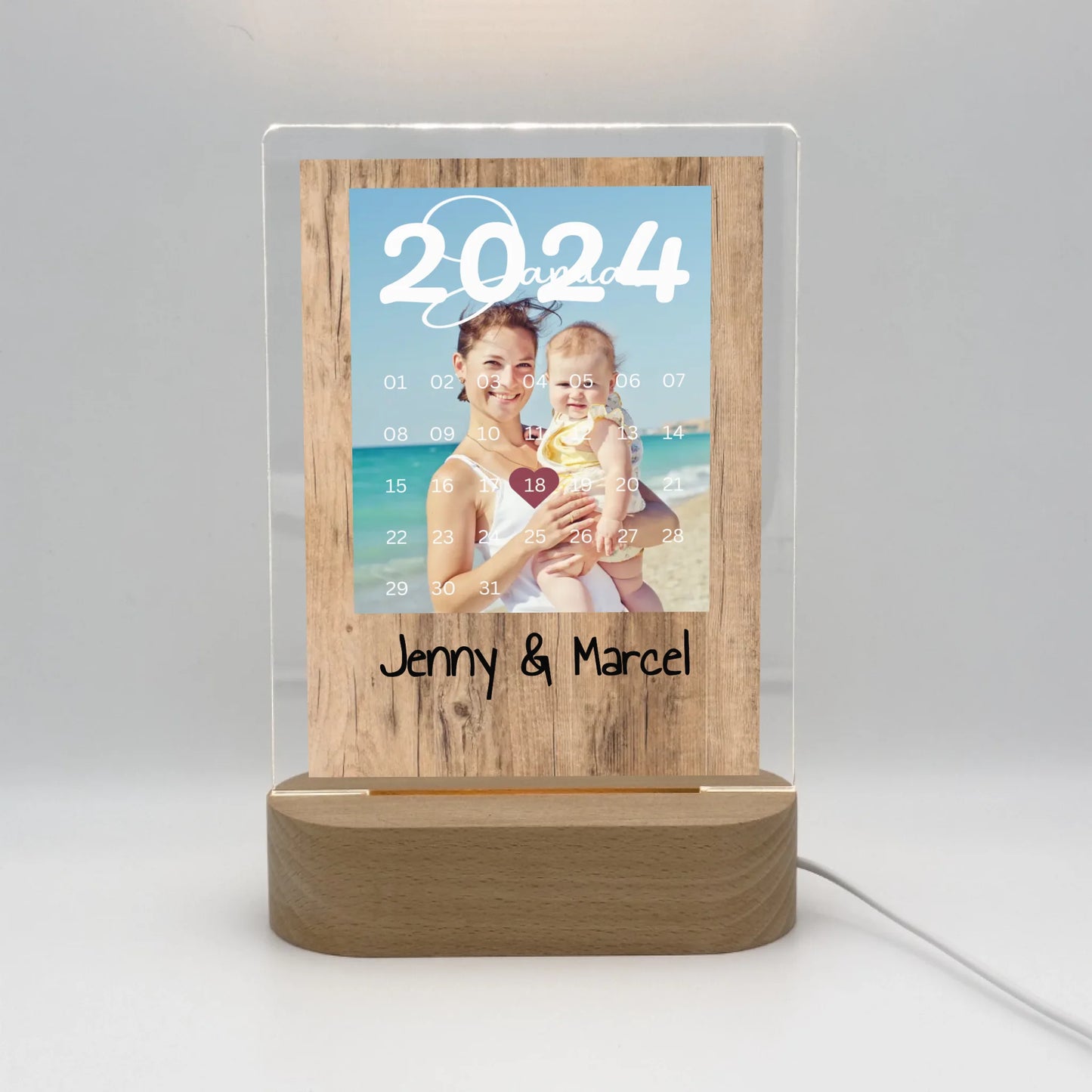 Personalisierte LED Bilder: Muttertag, wann wurdet Ihr geboren? - Individuelles Acryl Glas mit LED Ständer | Personalize Palace