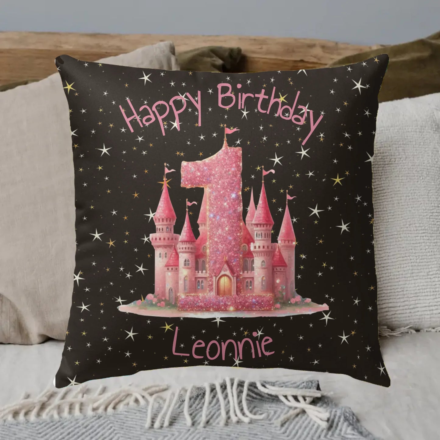 Personalisiertes Kissen: Geburtstagskissen für 1 bis 14 Jährige Mädchen - Individuelles Kuschelkissen | Personalize Palace