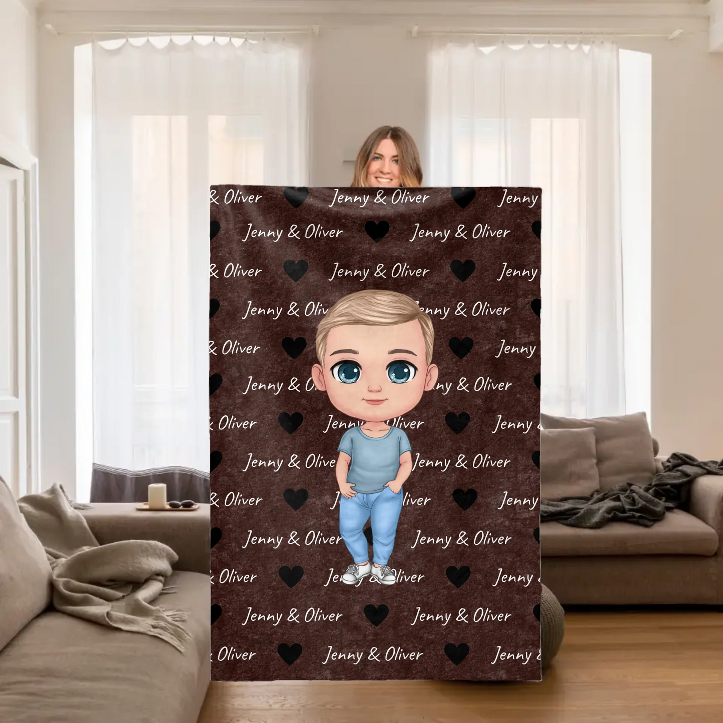 Personalisierte Decke: persönliche Lieblingsdecke für Kinder, Eltern und Ureltern - personalisierbare Decke | Personalize Palace