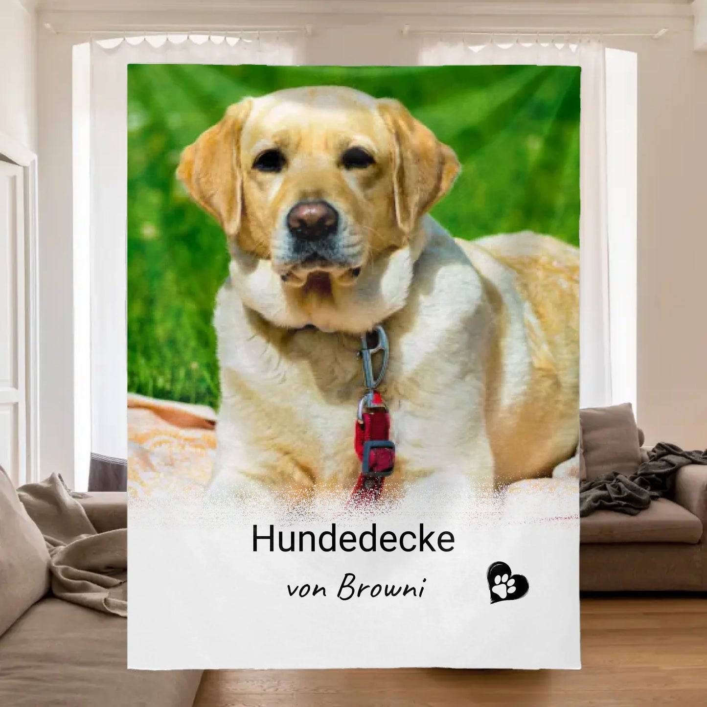 Dog blanket with photo and text - personalized blanket