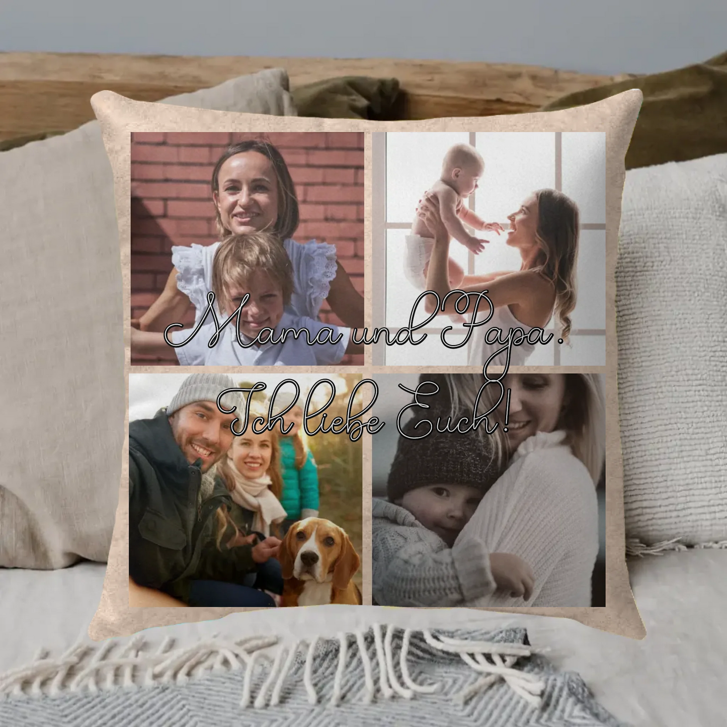 Photo letters: Mom, Dad, Grandma, Grandpa - Personalized pillow