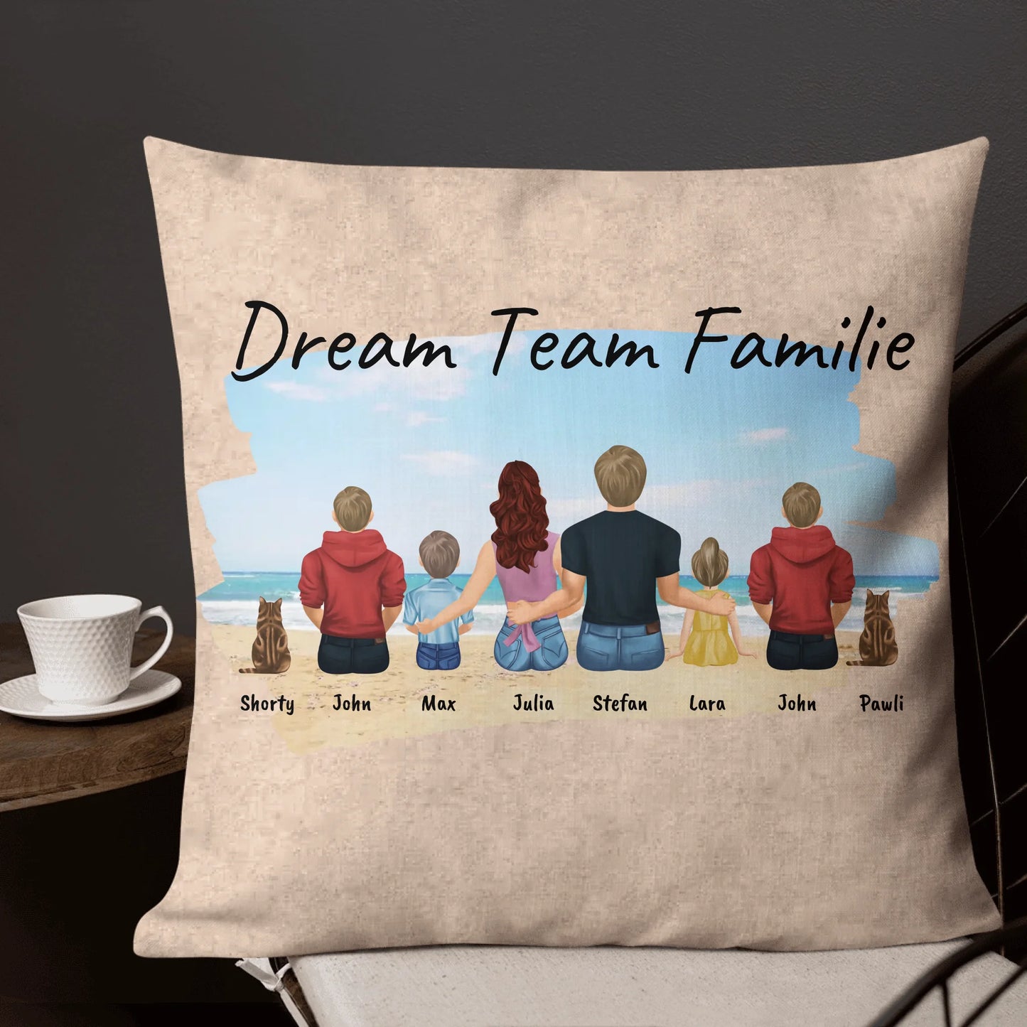 Personalisiertes Kissen: Deine Familie mit oder ohne Haustiere - Individuelles Kissen | Personalize Palace