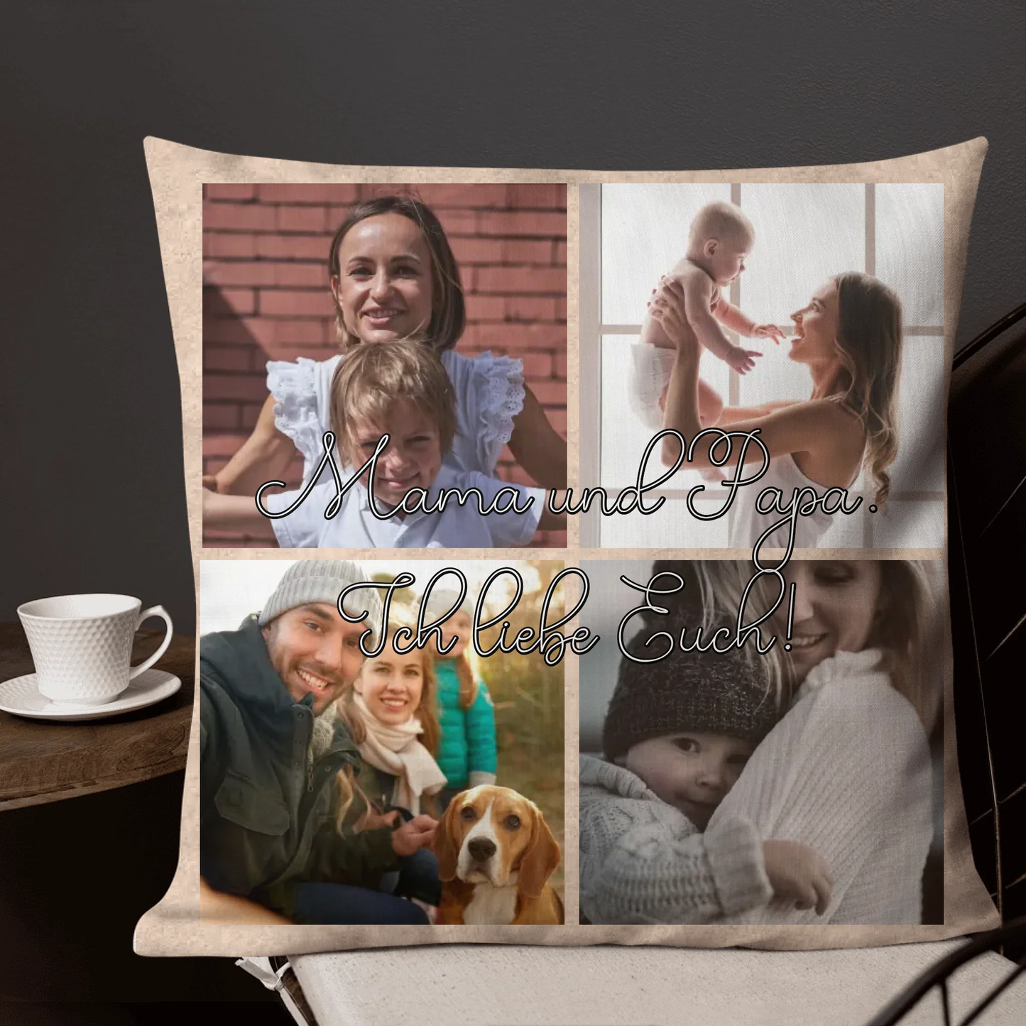 Personalisiertes Kissen: Deine Familie mit oder ohne Haustiere - Individuelles Kissen | Personalize Palace