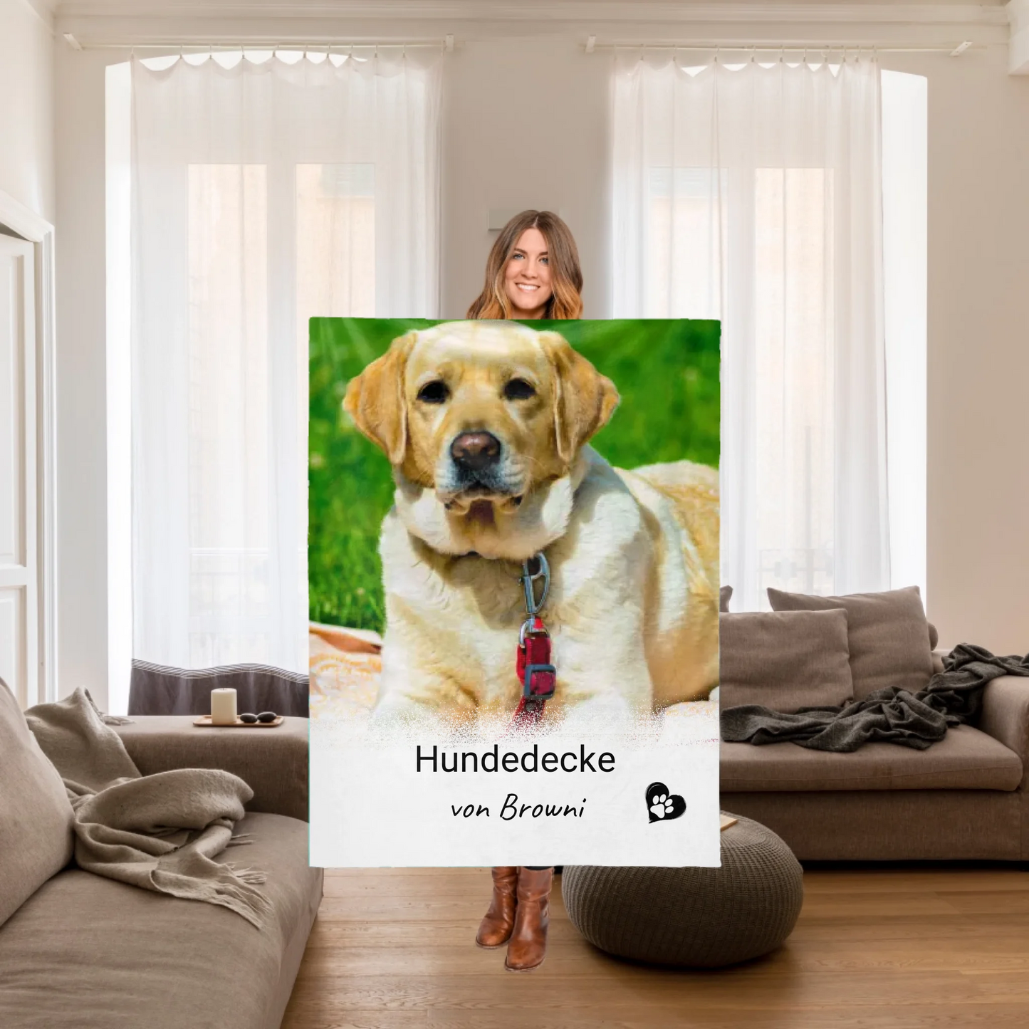 Cat blanket with photo and text - personalized cuddly blanket