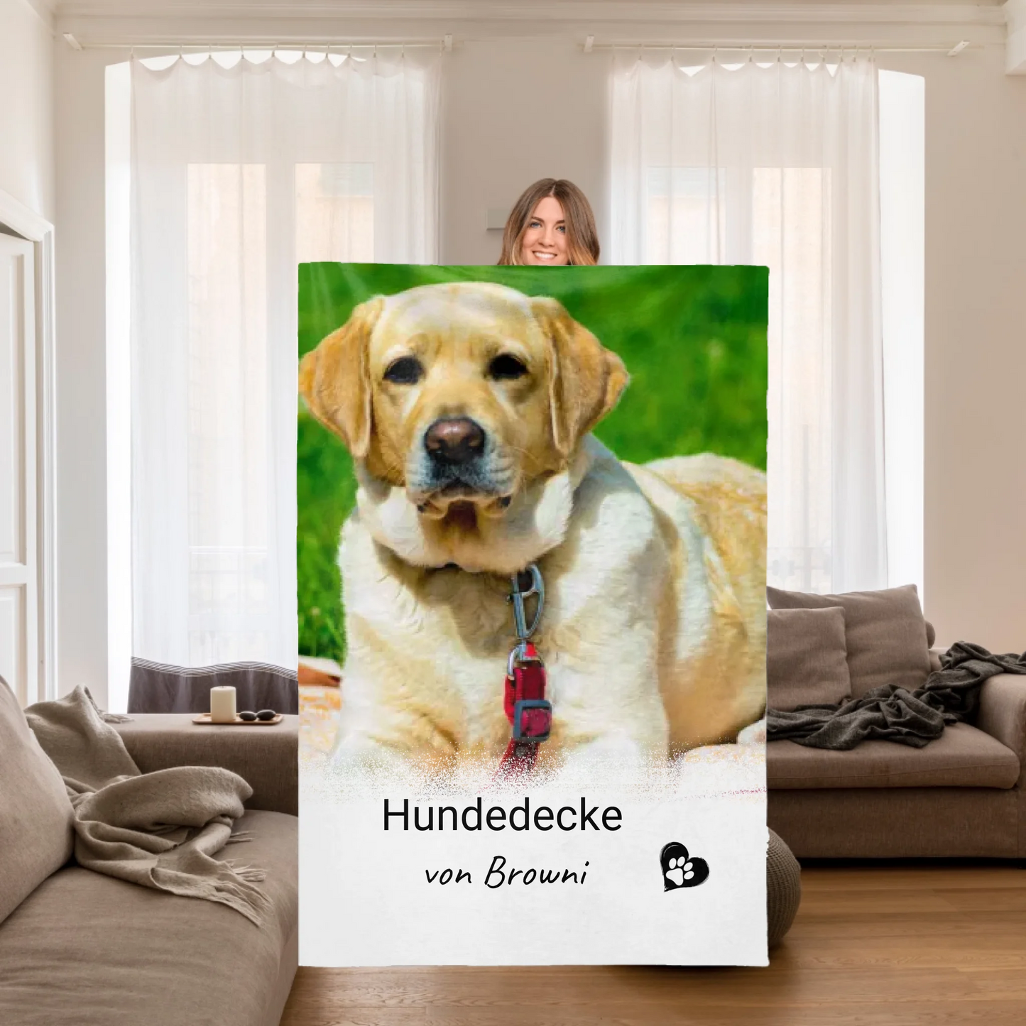 Cat blanket with photo and text - personalized cuddly blanket