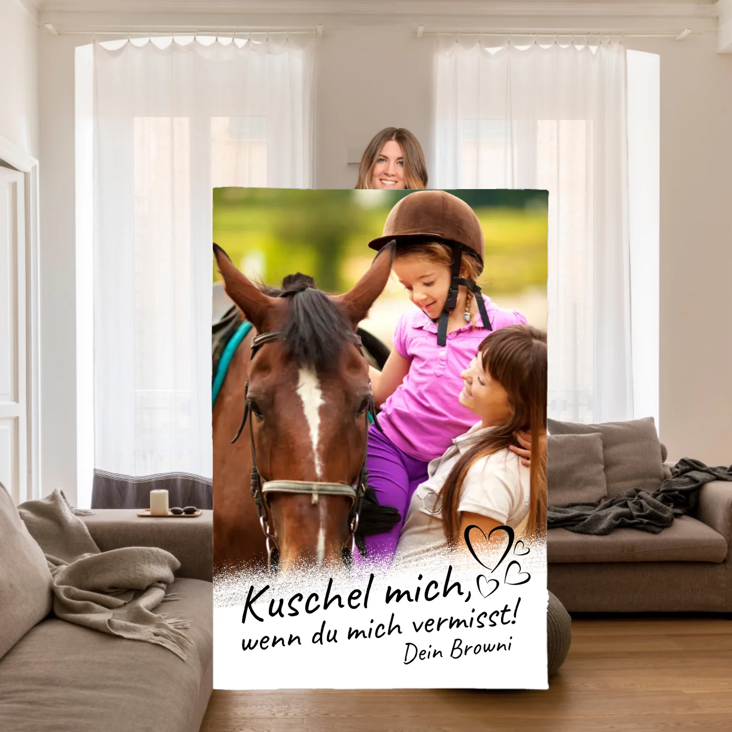 If you miss me - personalized horse photo blanket
