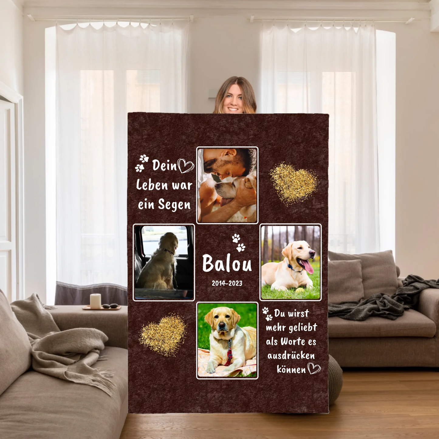 Cat blanket with photo and text - personalized cuddly blanket