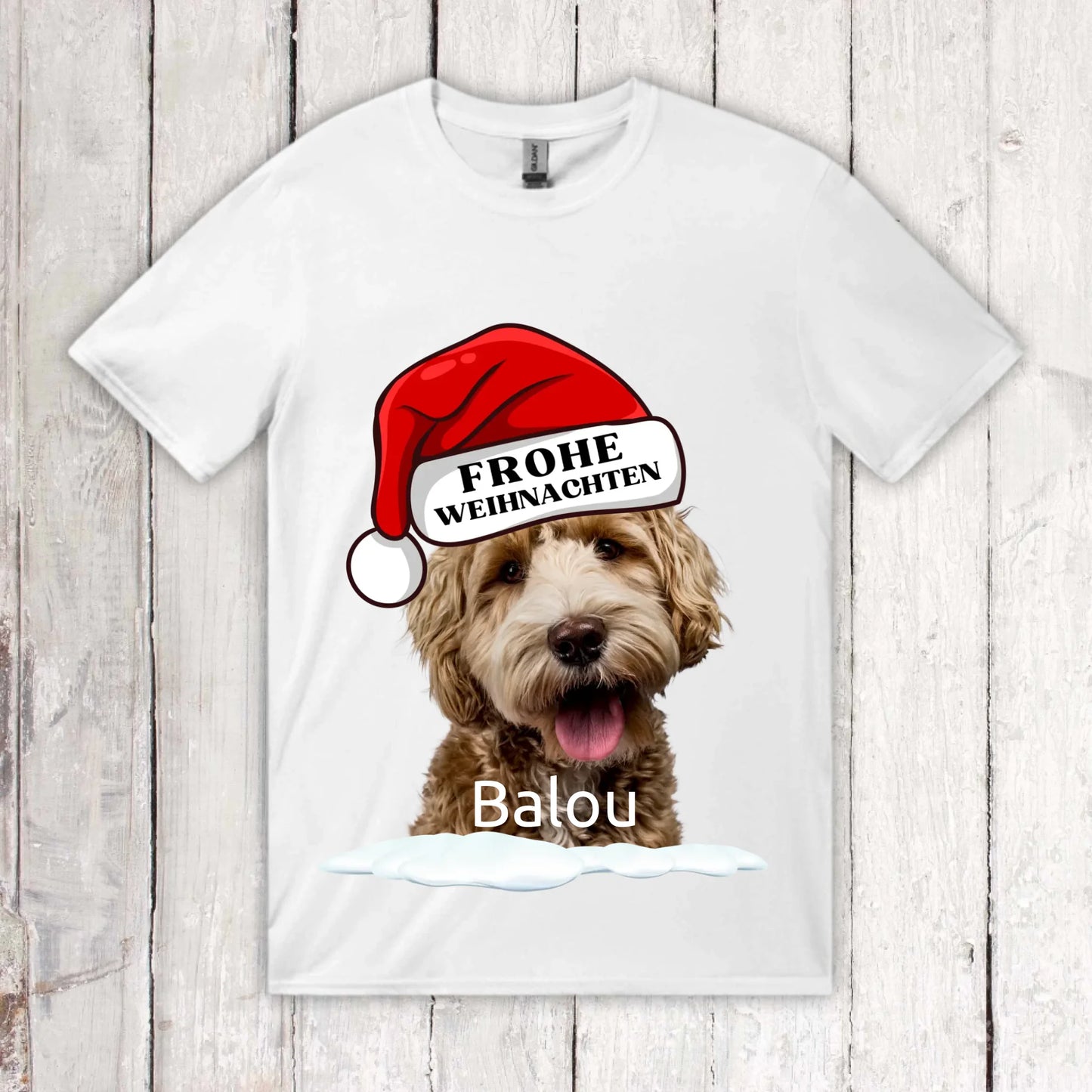 Personalisiertes T-Shirt: Weihnachtsmütze mit deinem Bild und Text - individuelles T-Shirt | Personalize Palace