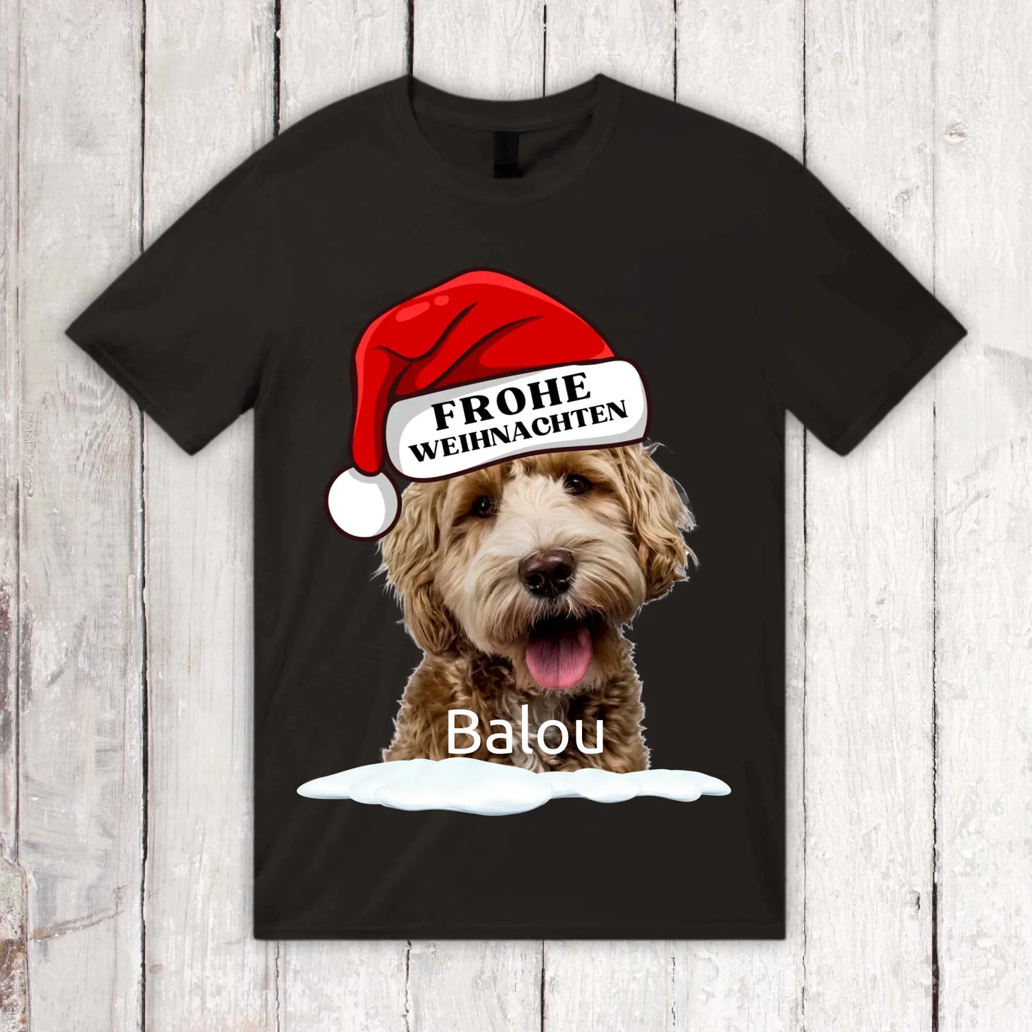 Personalisiertes T-Shirt: Weihnachtsmütze mit deinem Bild und Text - individuelles T-Shirt | Personalize Palace