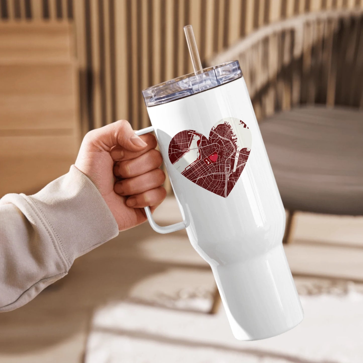 Personalized thermal mug for dog and cat lovers with photo and text