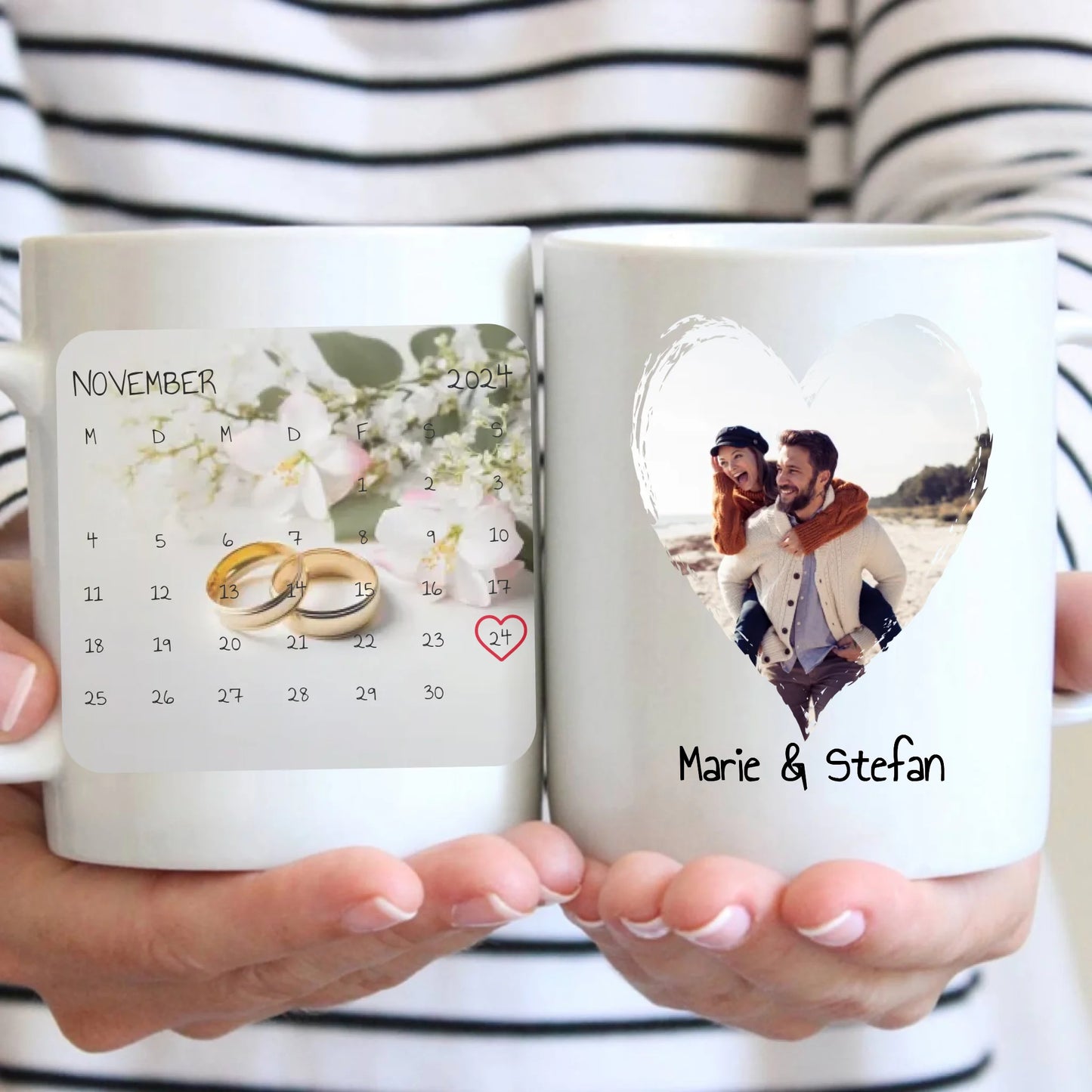 Date and calendar with photo and text - Personalized mug