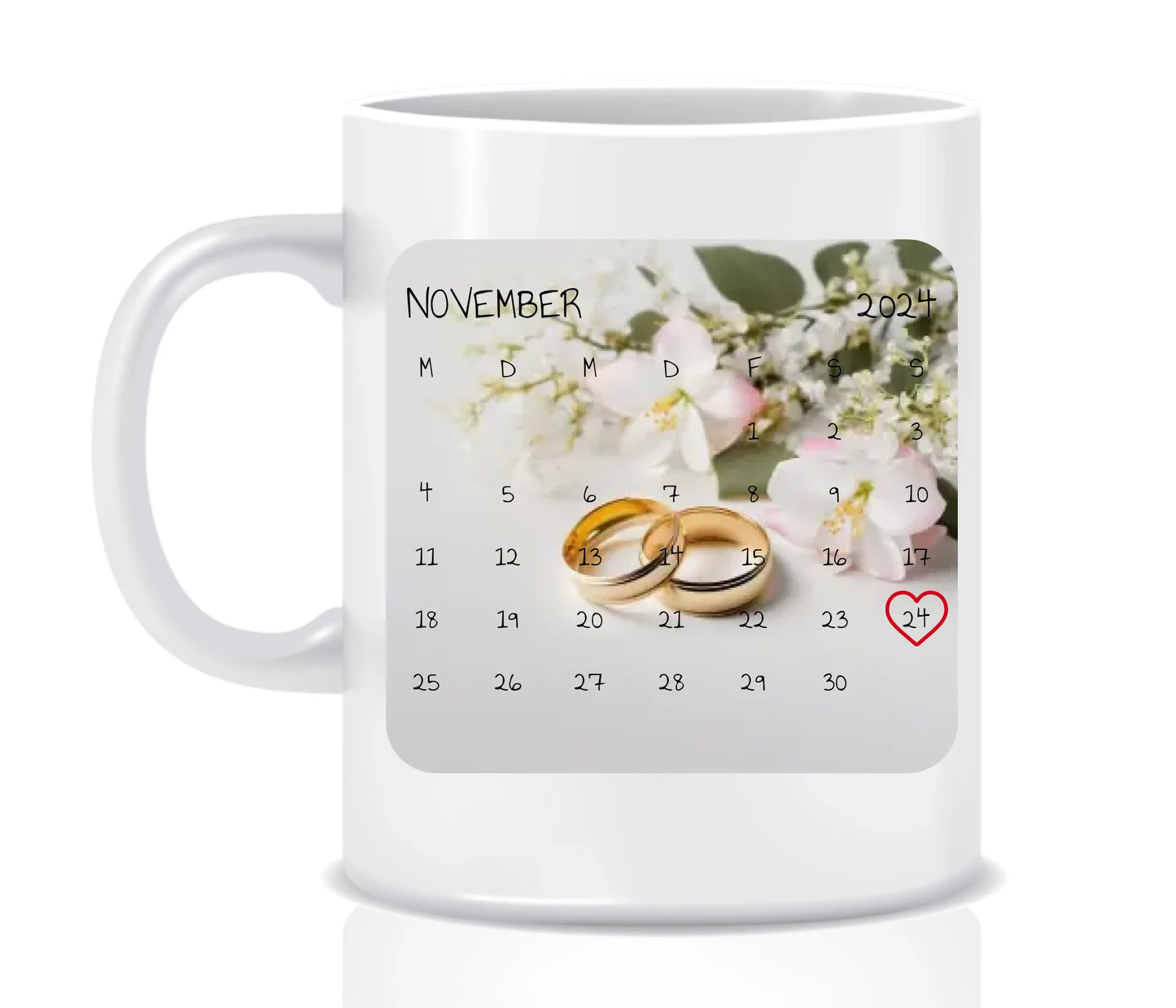 Date and calendar with photo and text - Personalized mug