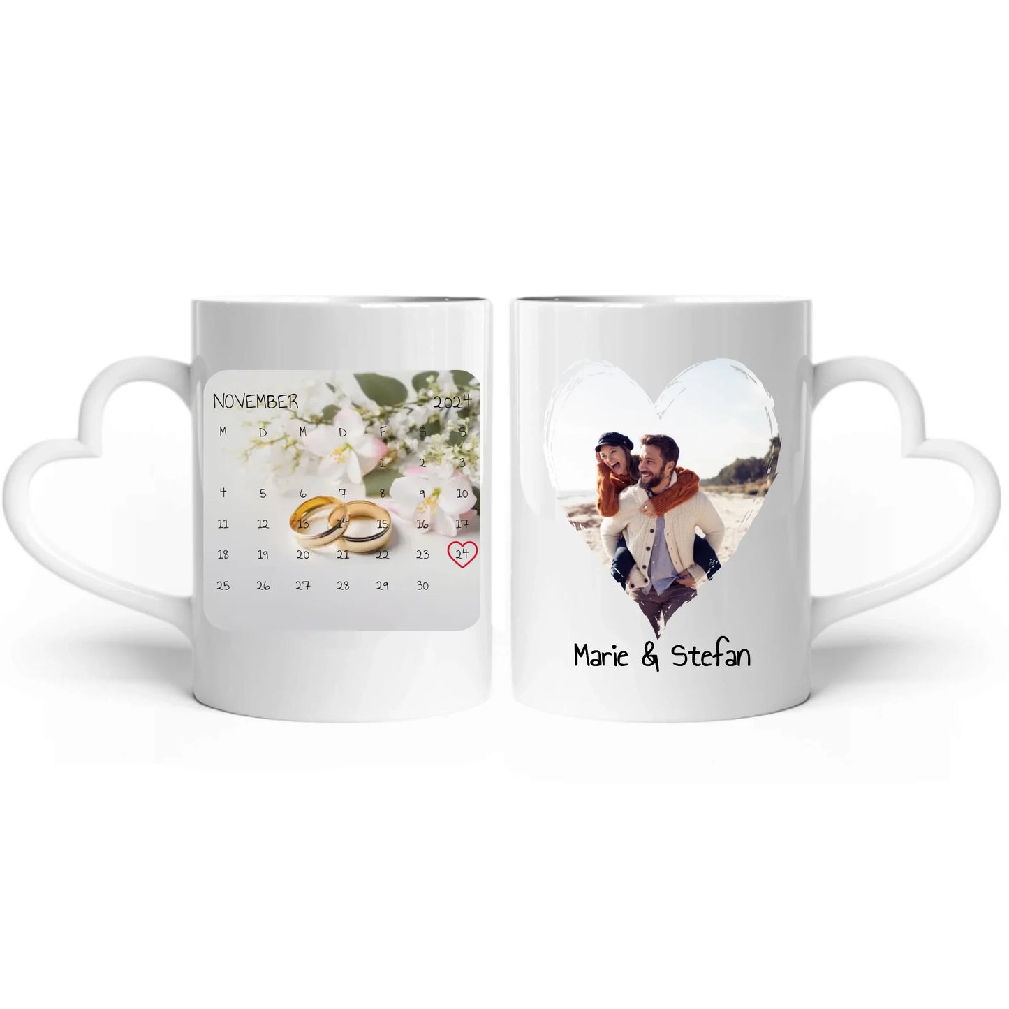 Date and calendar with photo and text - Personalized mug