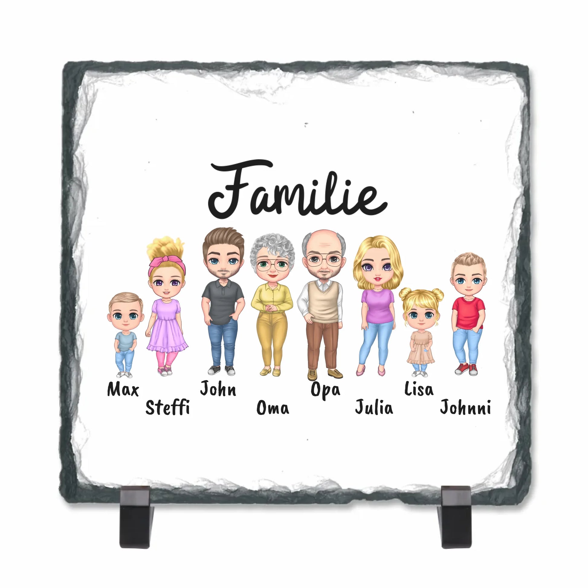 Familie Chibi - individuelle Schiefertafel | Personalize Palace