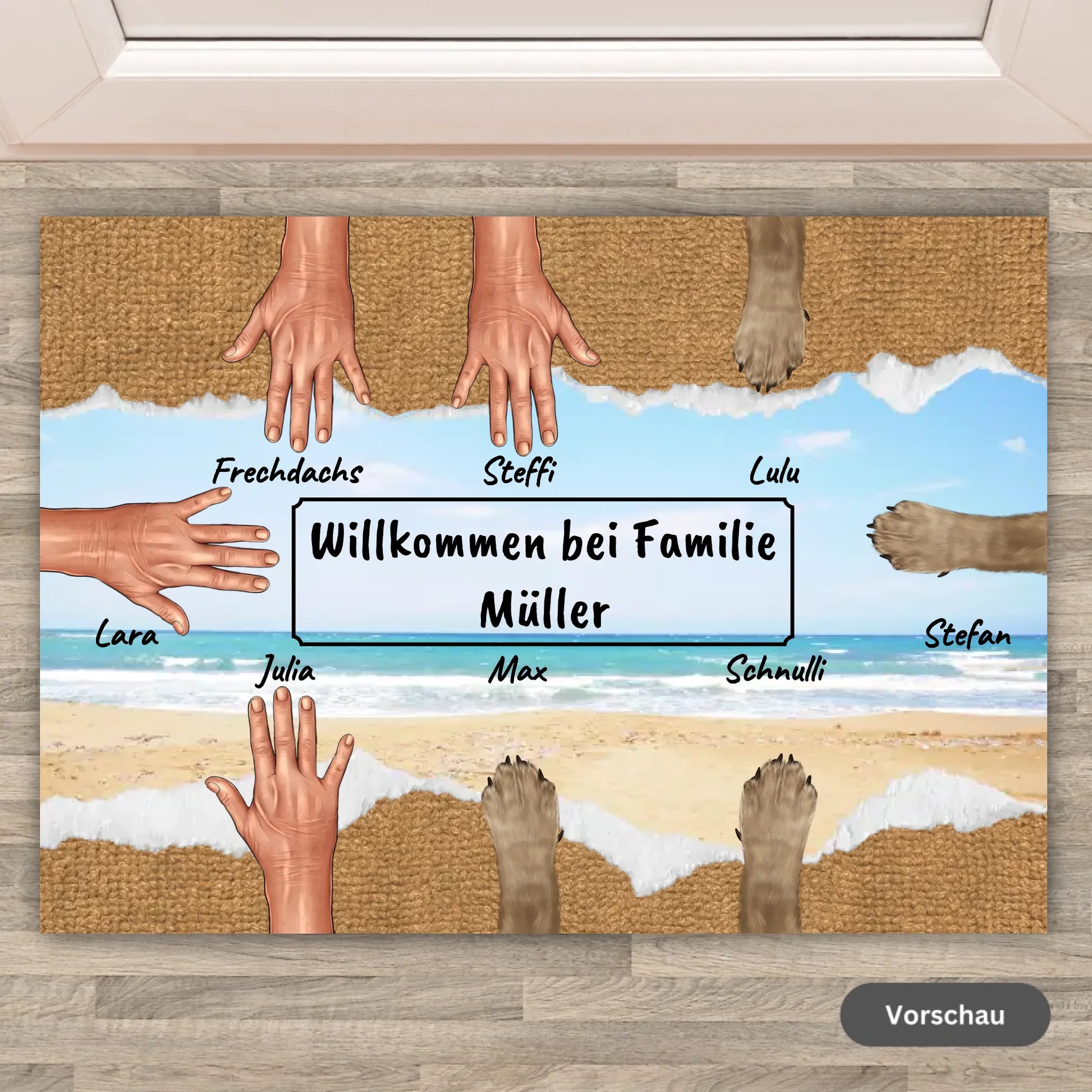 Personalisierte Fußmatte: Hände und Pfoten - Individuelle Fußmatte | Personalize Palace