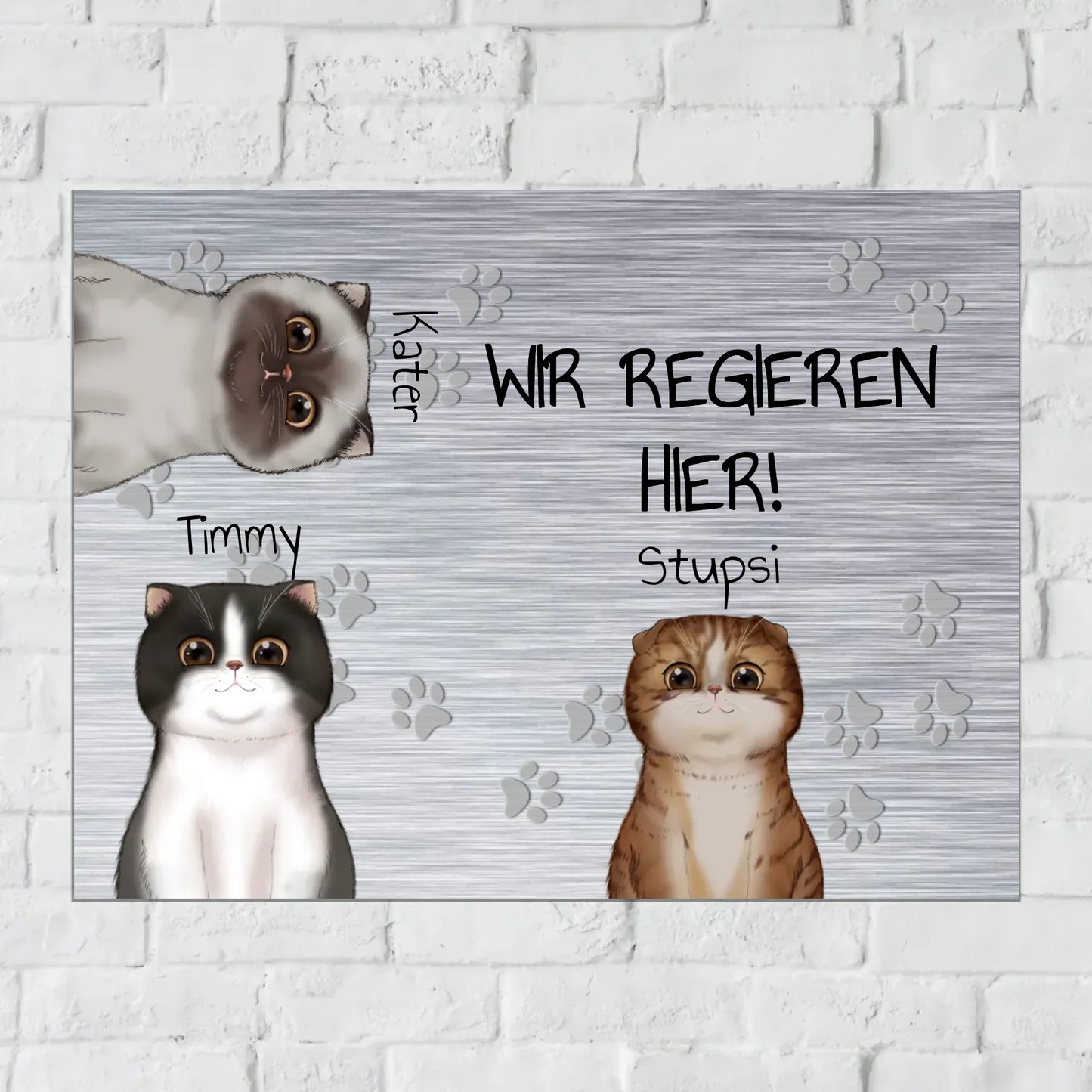 Personalisiertes Schild: ICH REGIERE HIER. Katzenliebhaber (Cliparts) - Individuelles lustiges Katzen Türschild | Personalize Palace