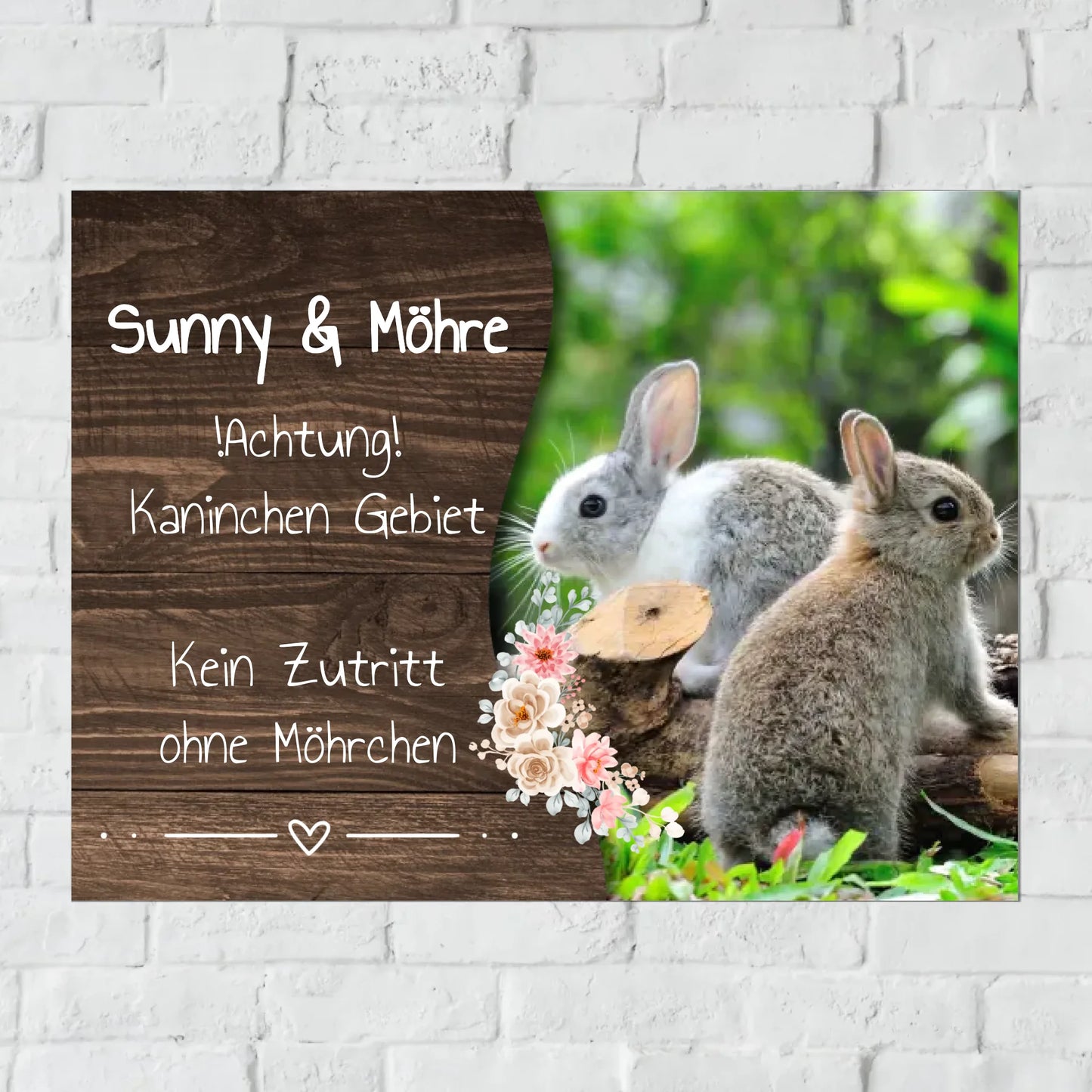 Personalisiertes Schild: Kaninchen | Hase Stall-, Boxenschild mit Foto und Text - individuelles Schild | Personalize Palace