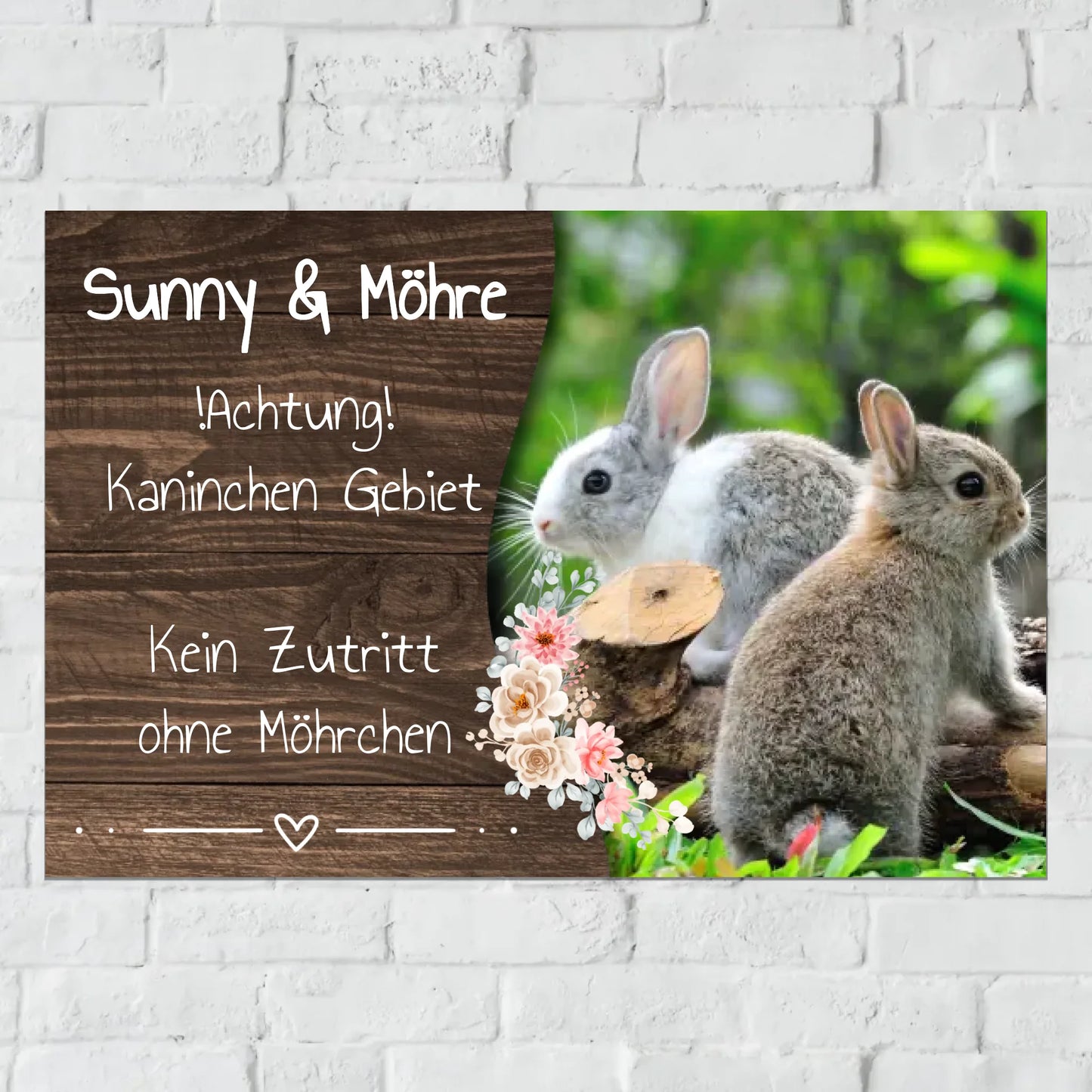 Personalisiertes Schild: Hasen und Kaninchen Stall-, Boxenschild mit Foto und Text - individuelles Schild | Personalize Palace
