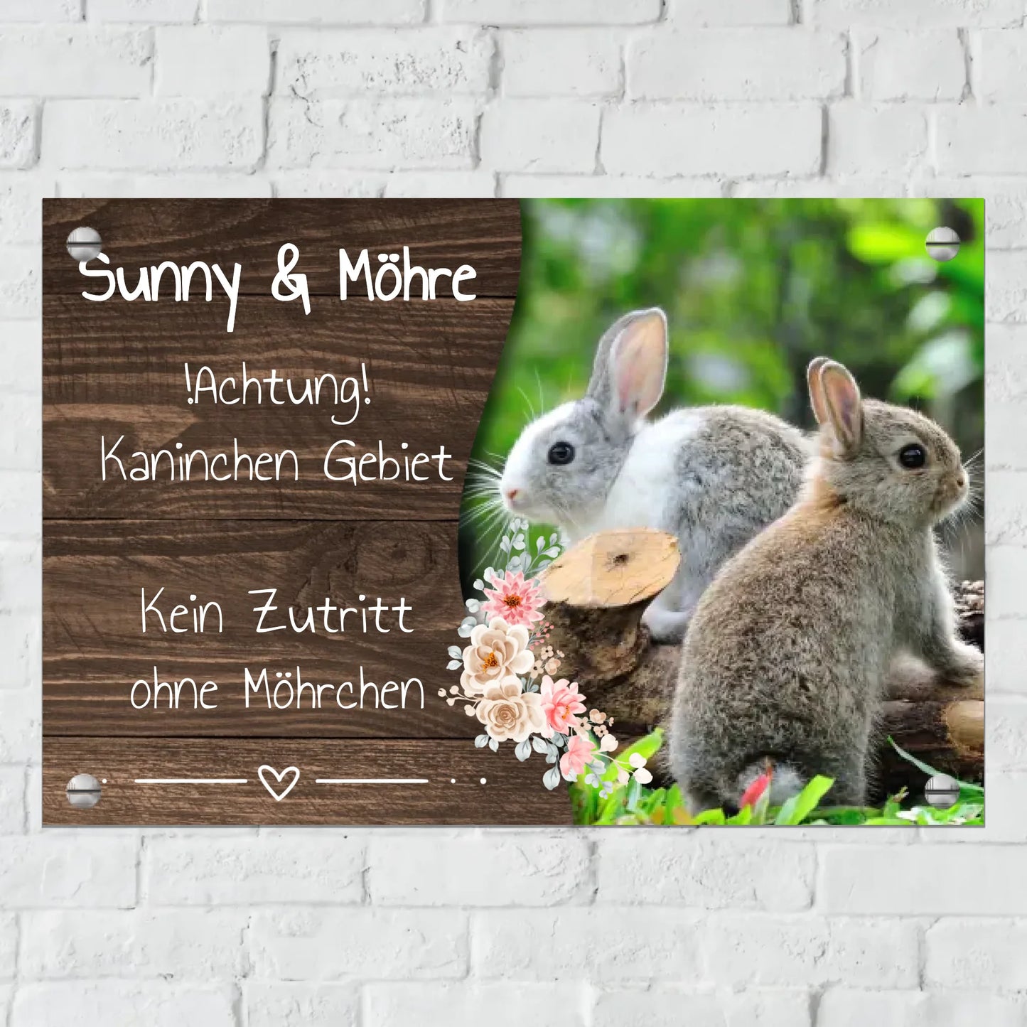 Personalisiertes Schild: Kaninchen | Hase Stall-, Boxenschild mit Foto und Text - individuelles Schild | Personalize Palace