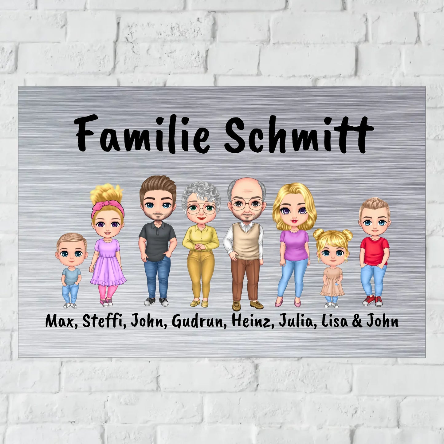 Personalisiertes Schild: Familienschild mit bis zu 8 Personen - Individuelles Türschild | Personalize Palace