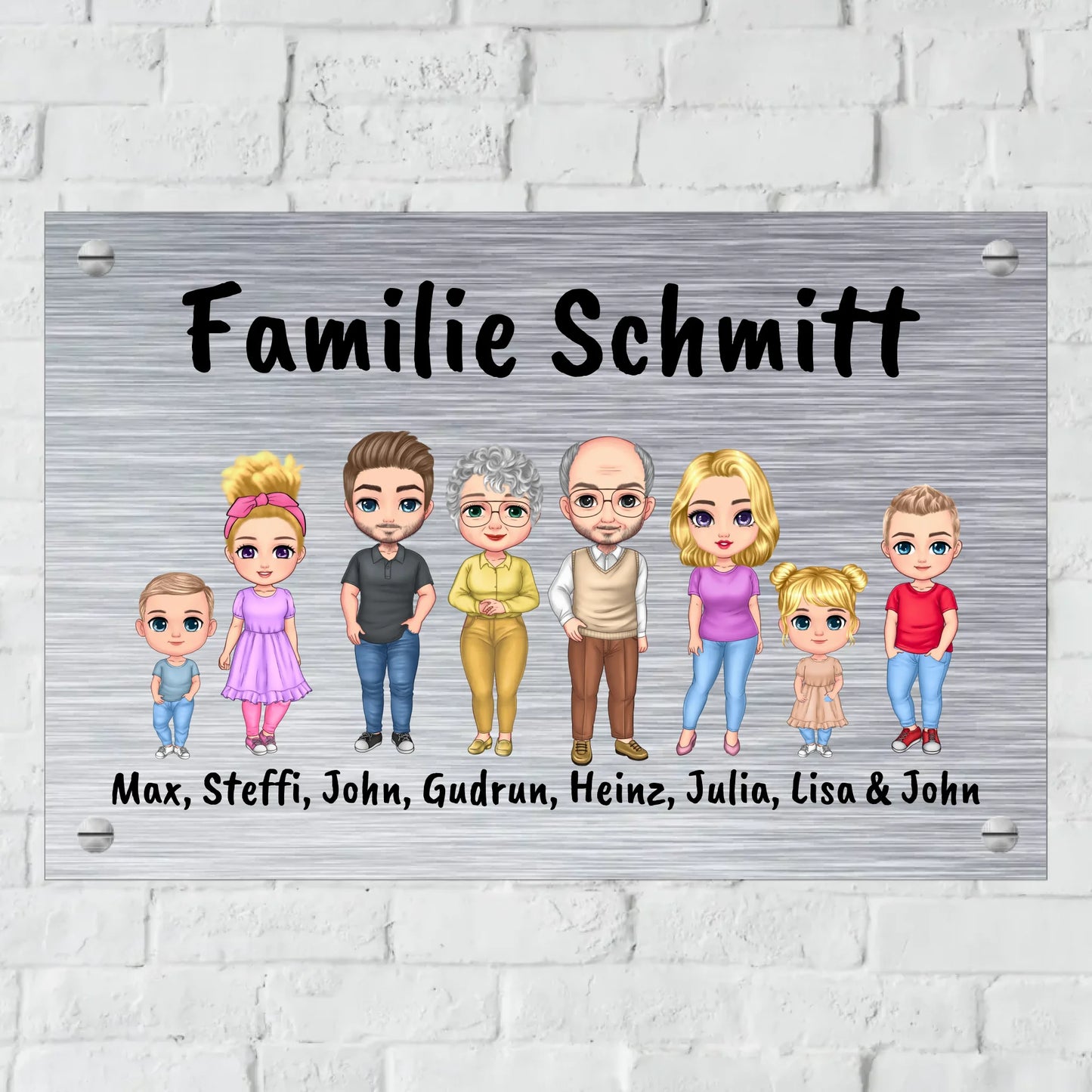 Personalisiertes Schild: Familienschild mit bis zu 8 Personen - Individuelles Türschild | Personalize Palace
