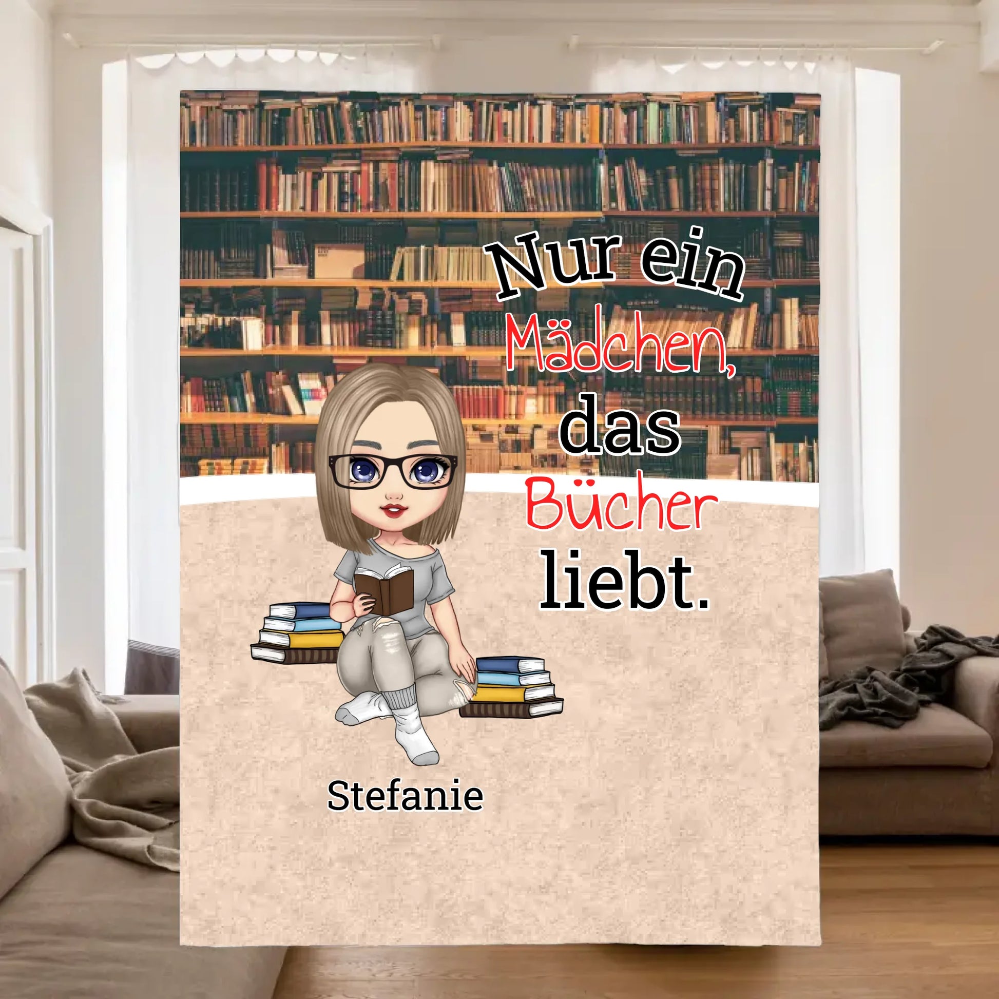 Personalisierte Decke: Leseratte, nur ein Mädchen mit einem Buch - individuelle Decke | Personalize Palace