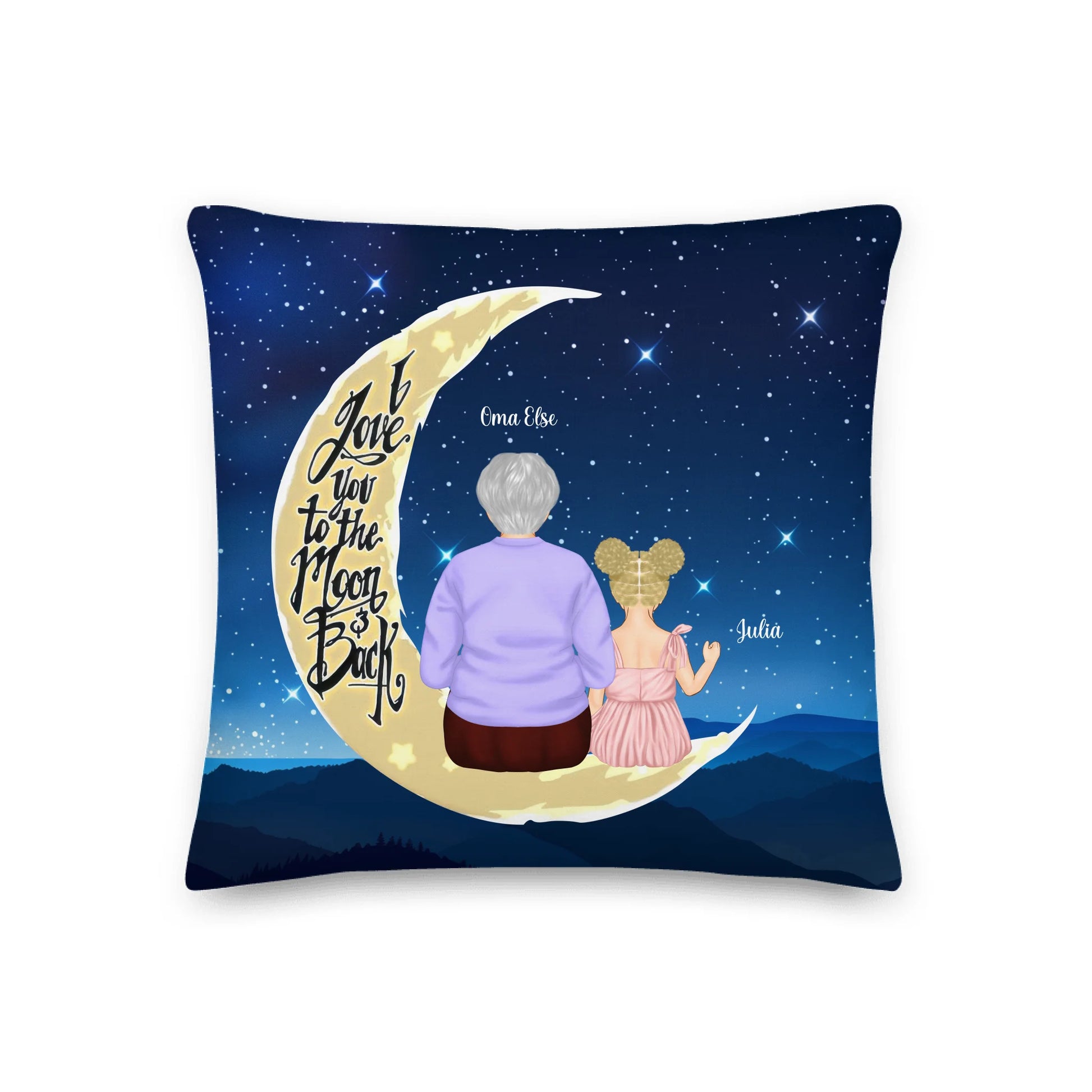 Personalisiertes Kissen: I Love You to the Moon and Back - individuelles Oma & Enkel Kissen | Personalize Palace