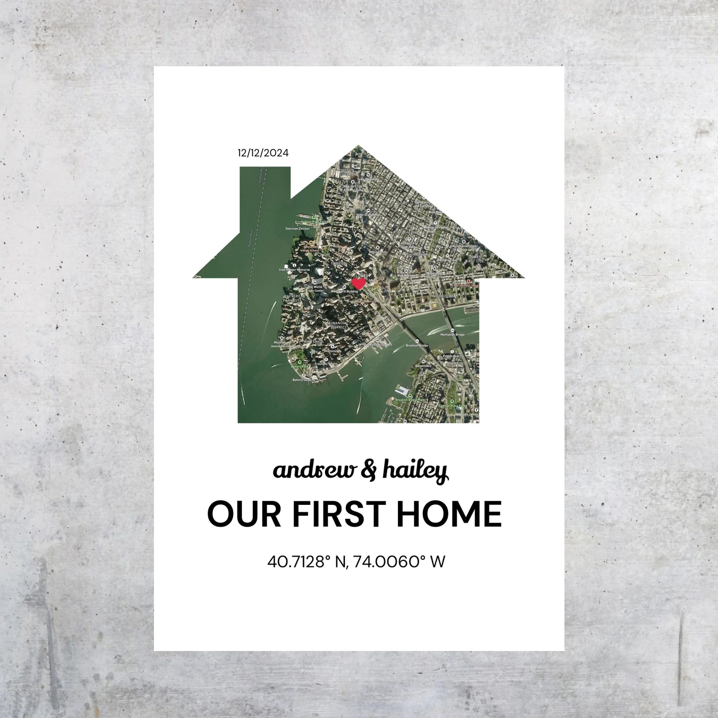 Our first home - personalized city map poster