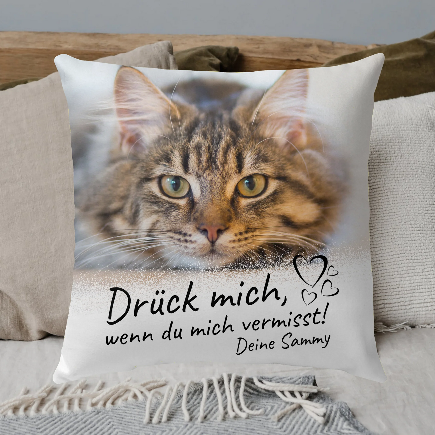 "Cuddle me" pillow for deceased cats and dogs - personalized premium photo pillow
