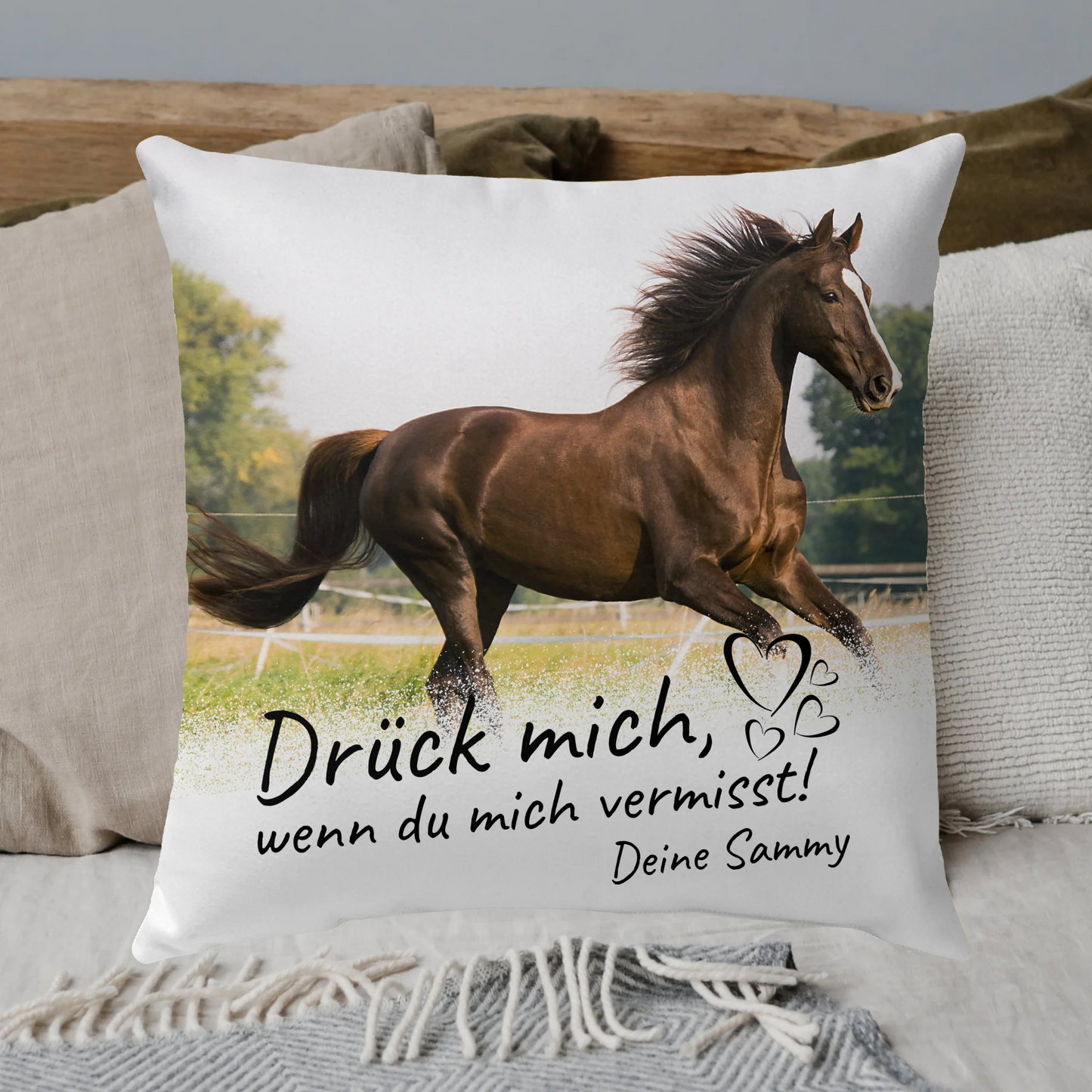 personalized horse photo cushion
