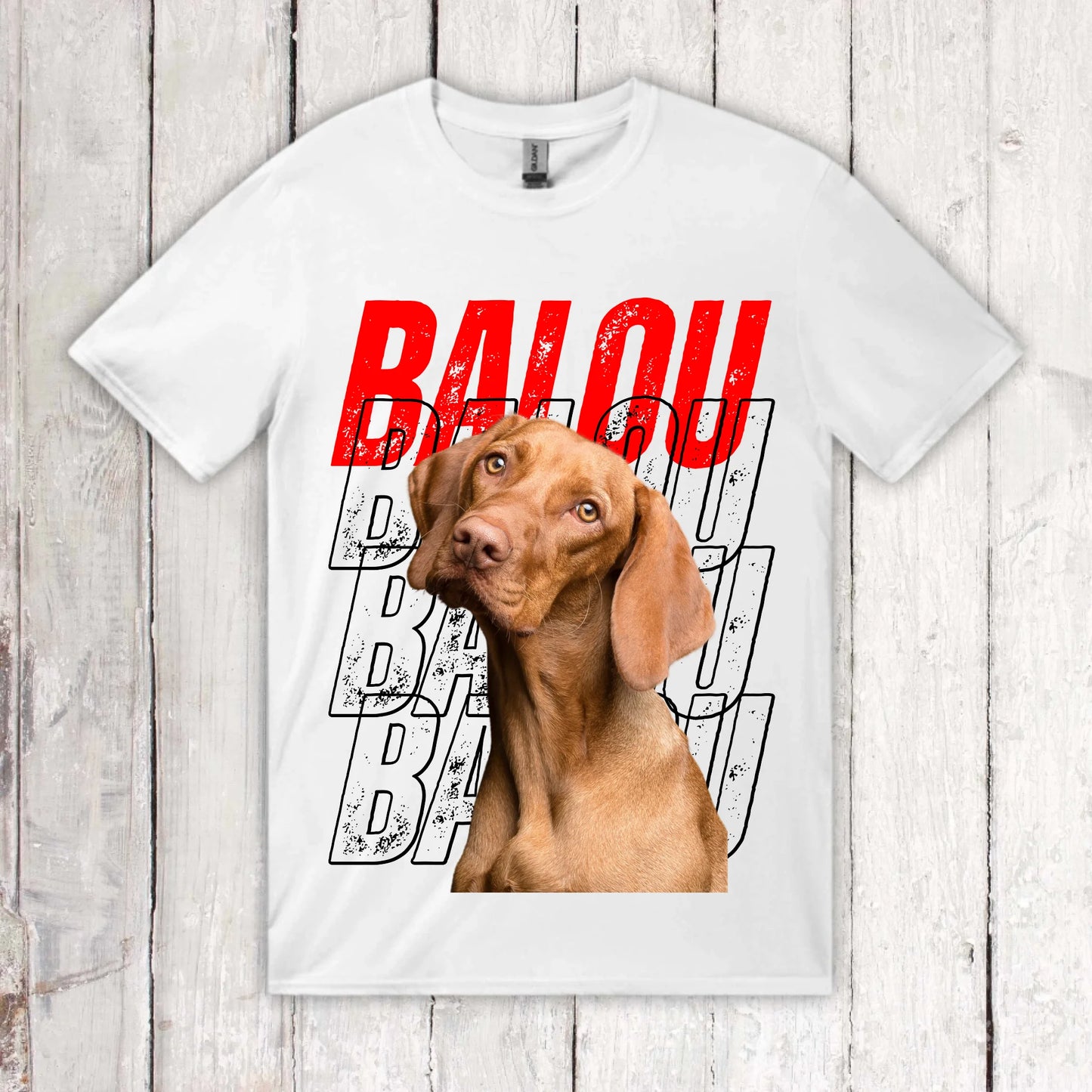 Personalisiertes T-Shirt: Hundename Wiederholung mit Bild- individuelles Foto T-Shirt | Personalize Palace