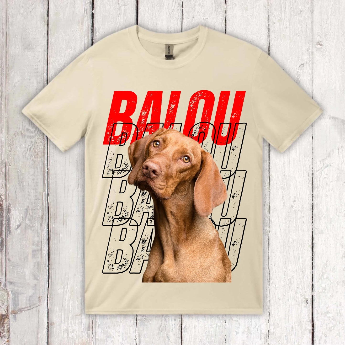 Personalisiertes T-Shirt: Hundename Wiederholung mit Bild- individuelles Foto T-Shirt | Personalize Palace