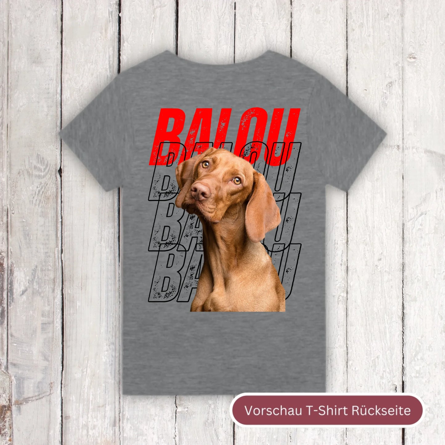 Dog name repetition with picture - personalized photo T-shirt