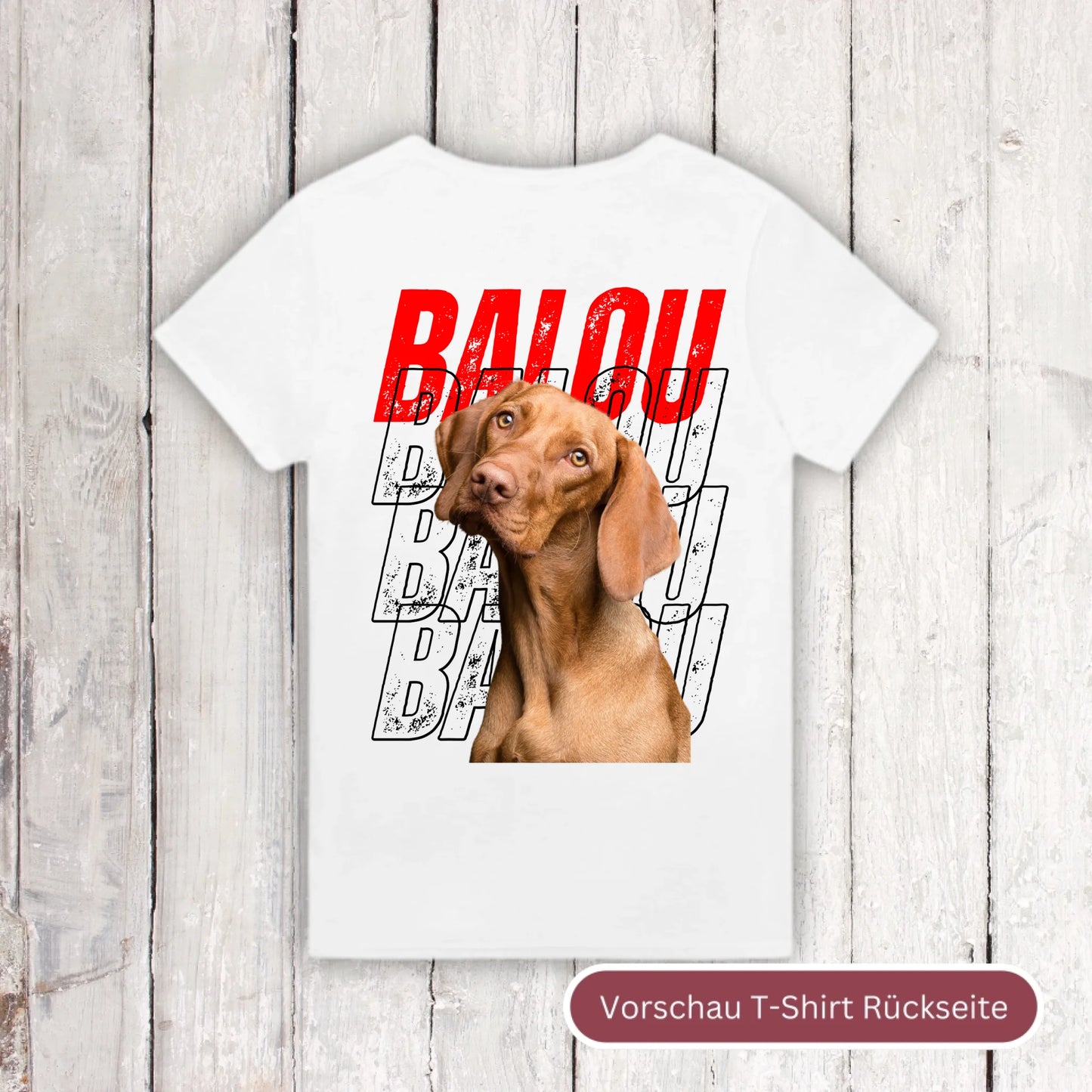 Dog name repetition with picture - personalized photo T-shirt