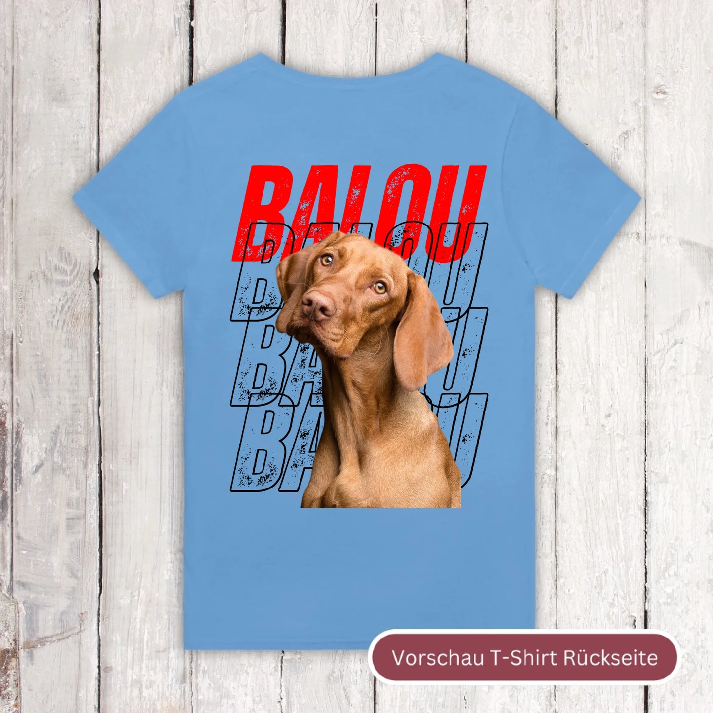 Dog name repetition with picture - personalized photo T-shirt