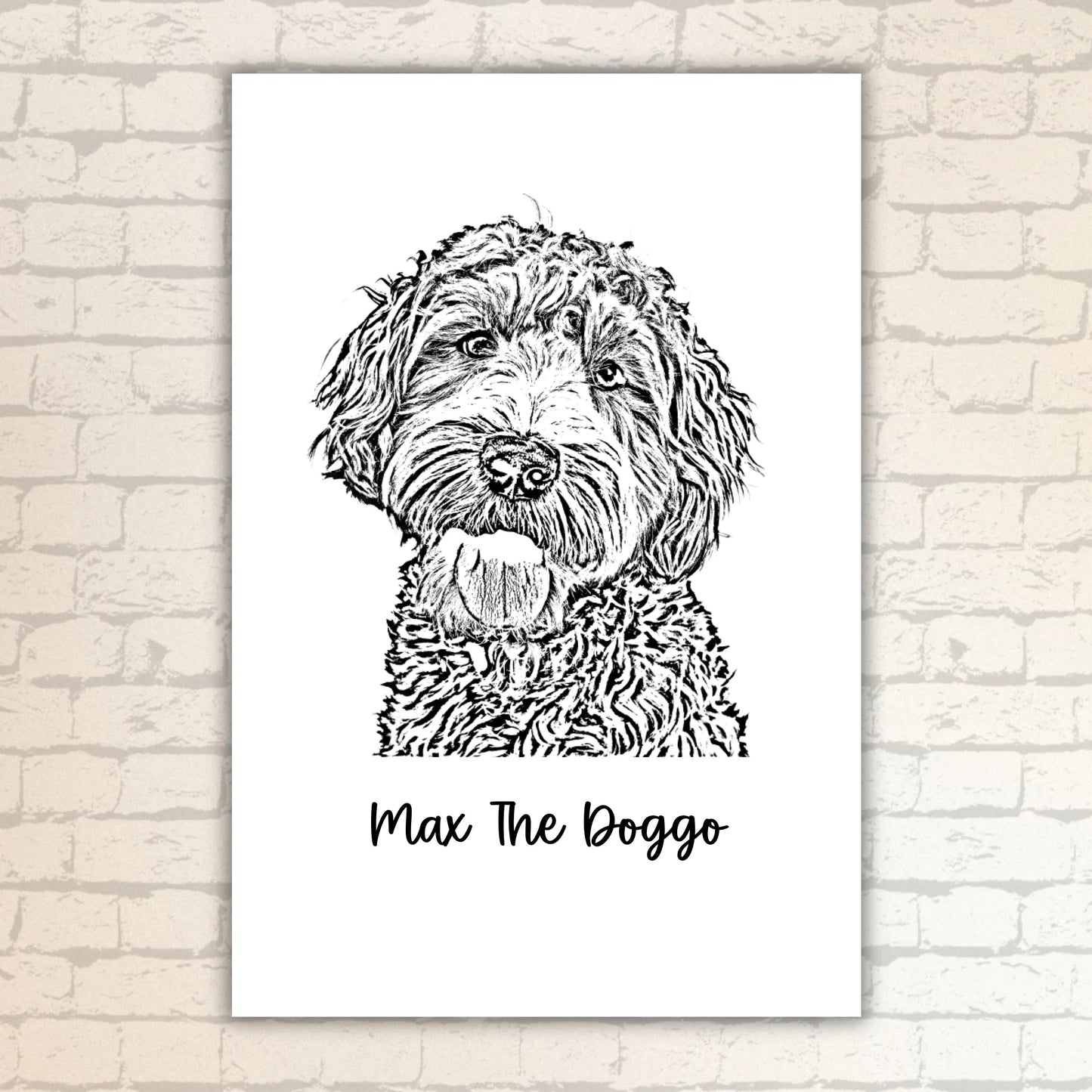 Personalized outline drawing of your pet - custom poster with gallery frame