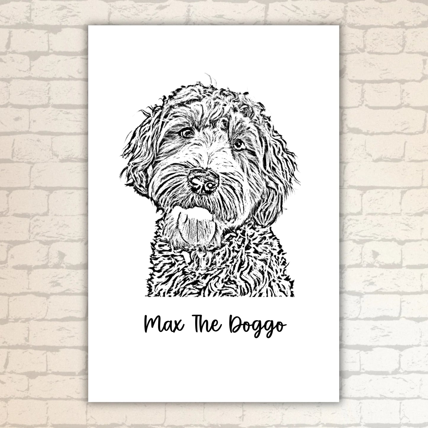 Personalized outline drawing of your pet - custom poster with gallery frame