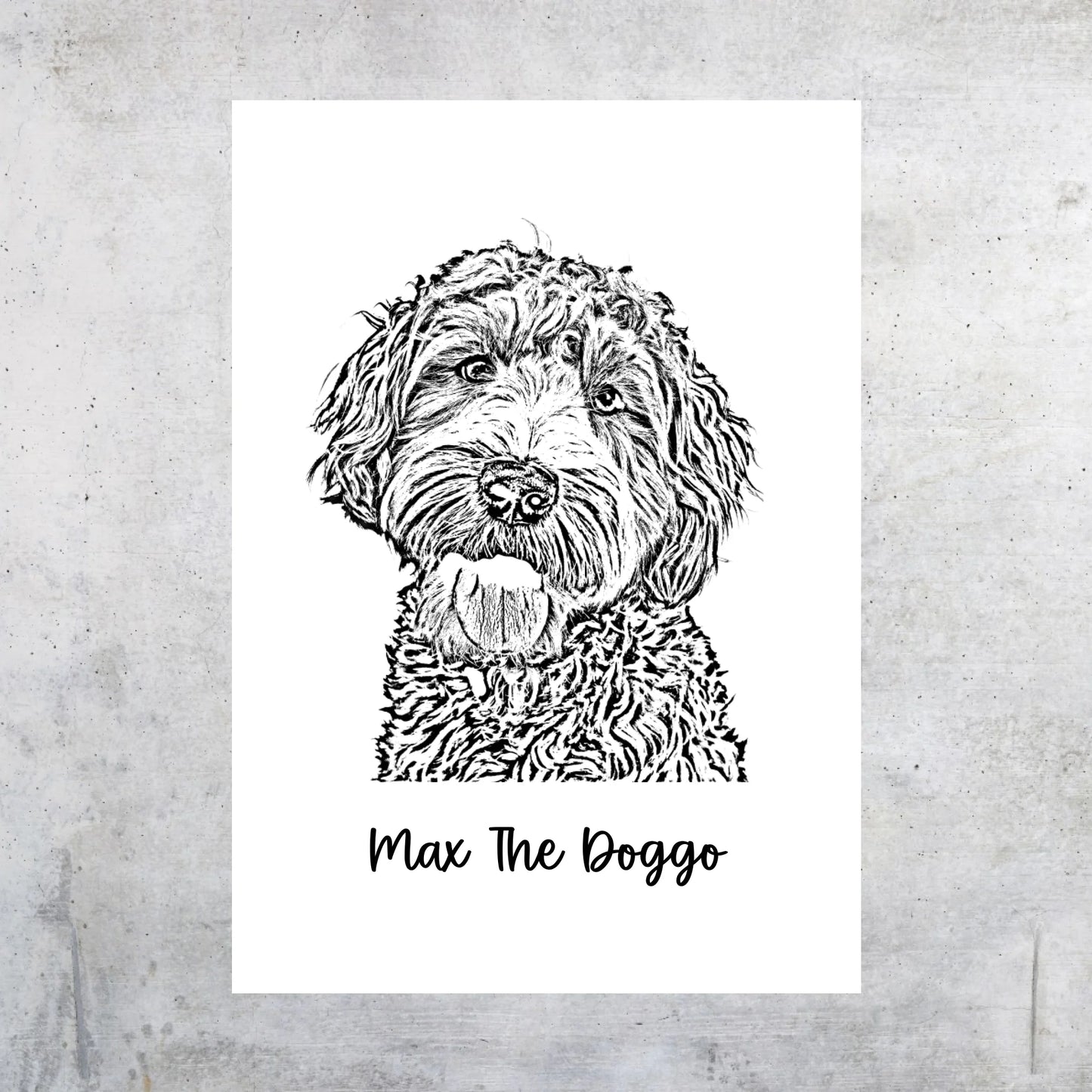 Personalized outline drawing of your pet - custom poster with gallery frame