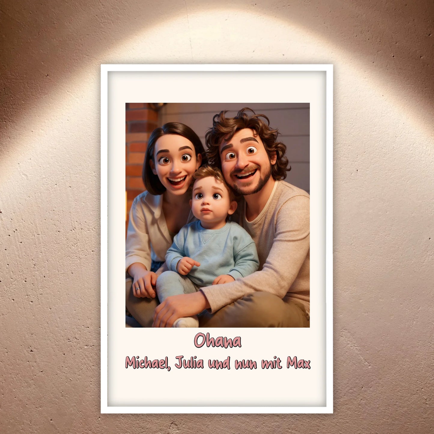 Family photo in cartoon and animation style - custom canvas