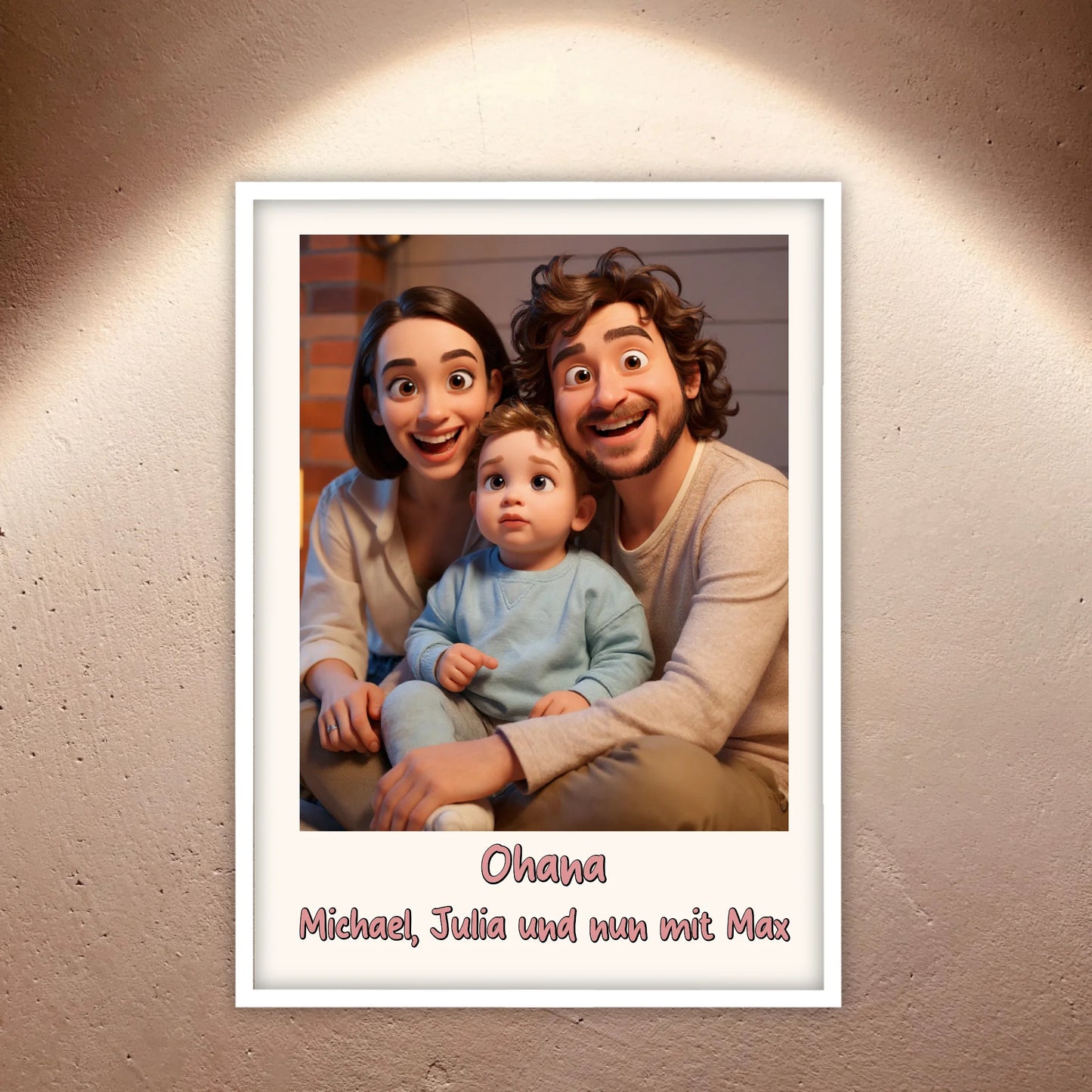 Family photo in cartoon and animation style - custom canvas