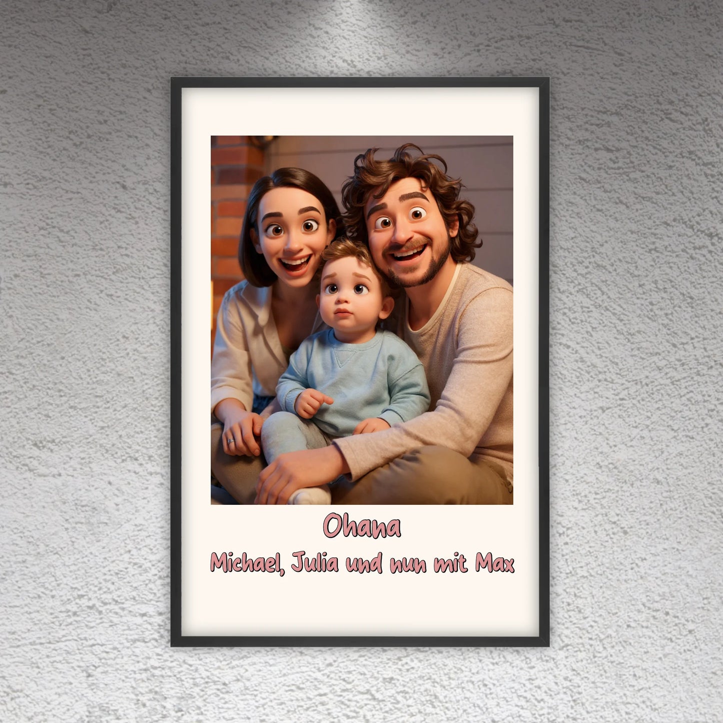 Family photo in cartoon and animation style - custom canvas