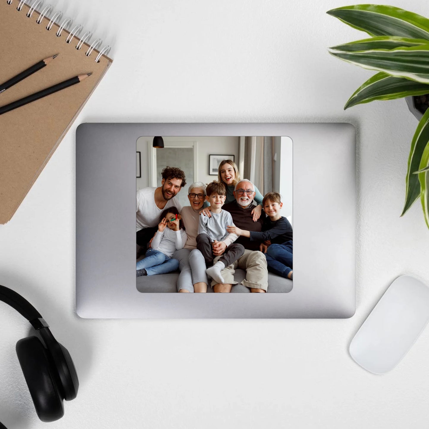 Family as cartoon and animated sticker - individual sticker or car sticker