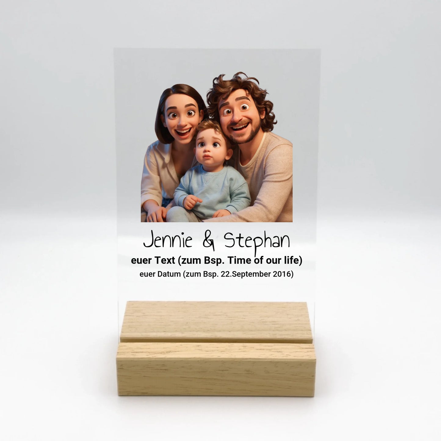 Your personalized photo light in cartoon design - Individual acrylic glass with stand