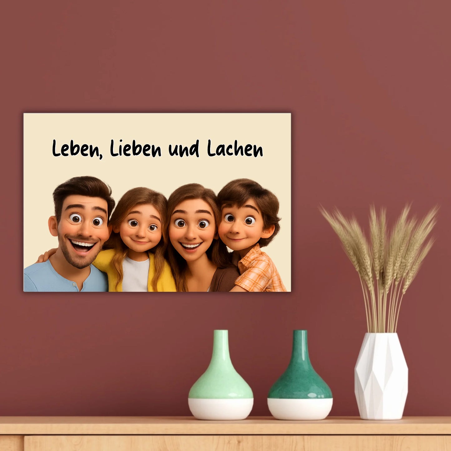 Family photo in cartoon and animation style - custom canvas