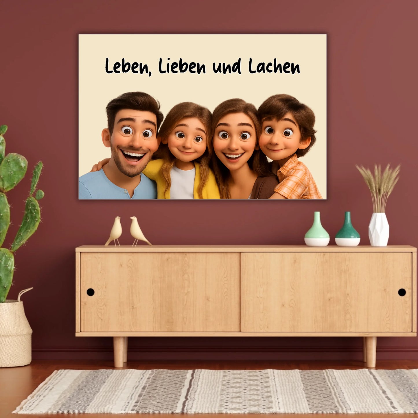Family photo in cartoon and animation style - custom canvas