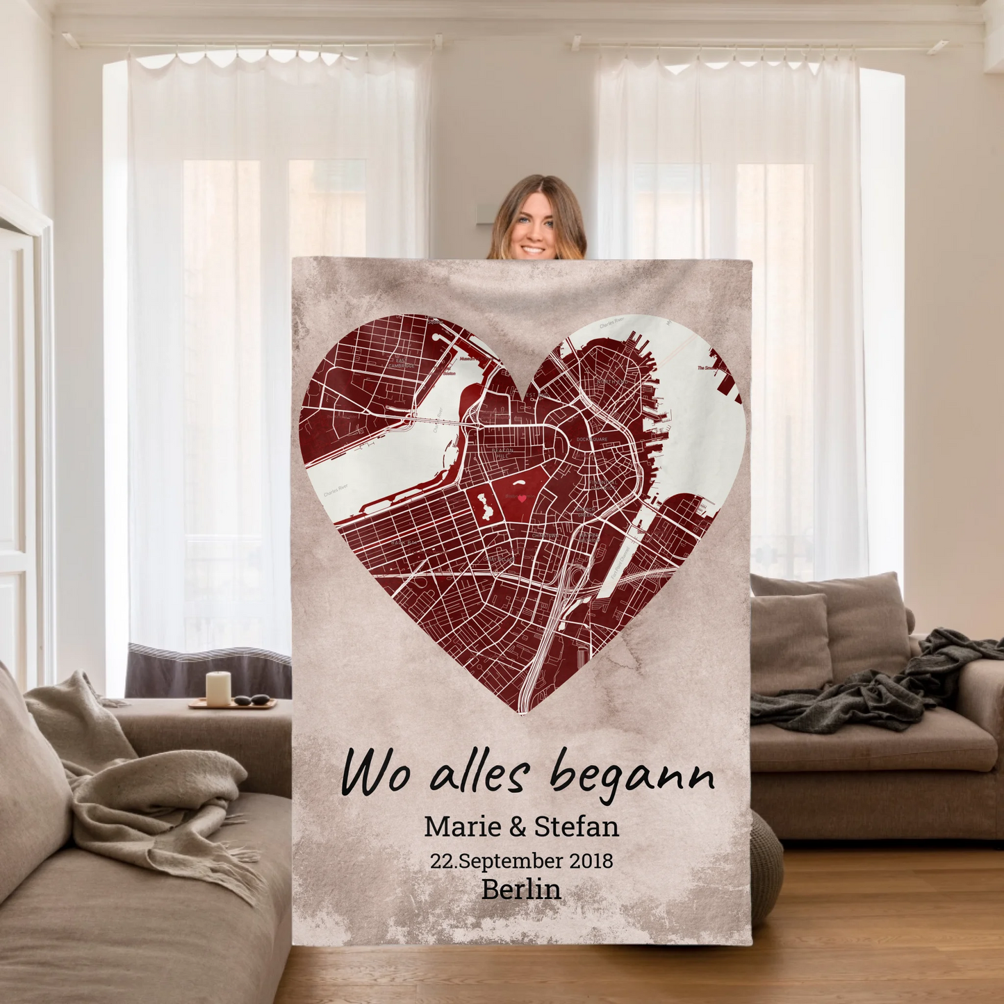 Couple and family photo blanket with up to 5 photos
